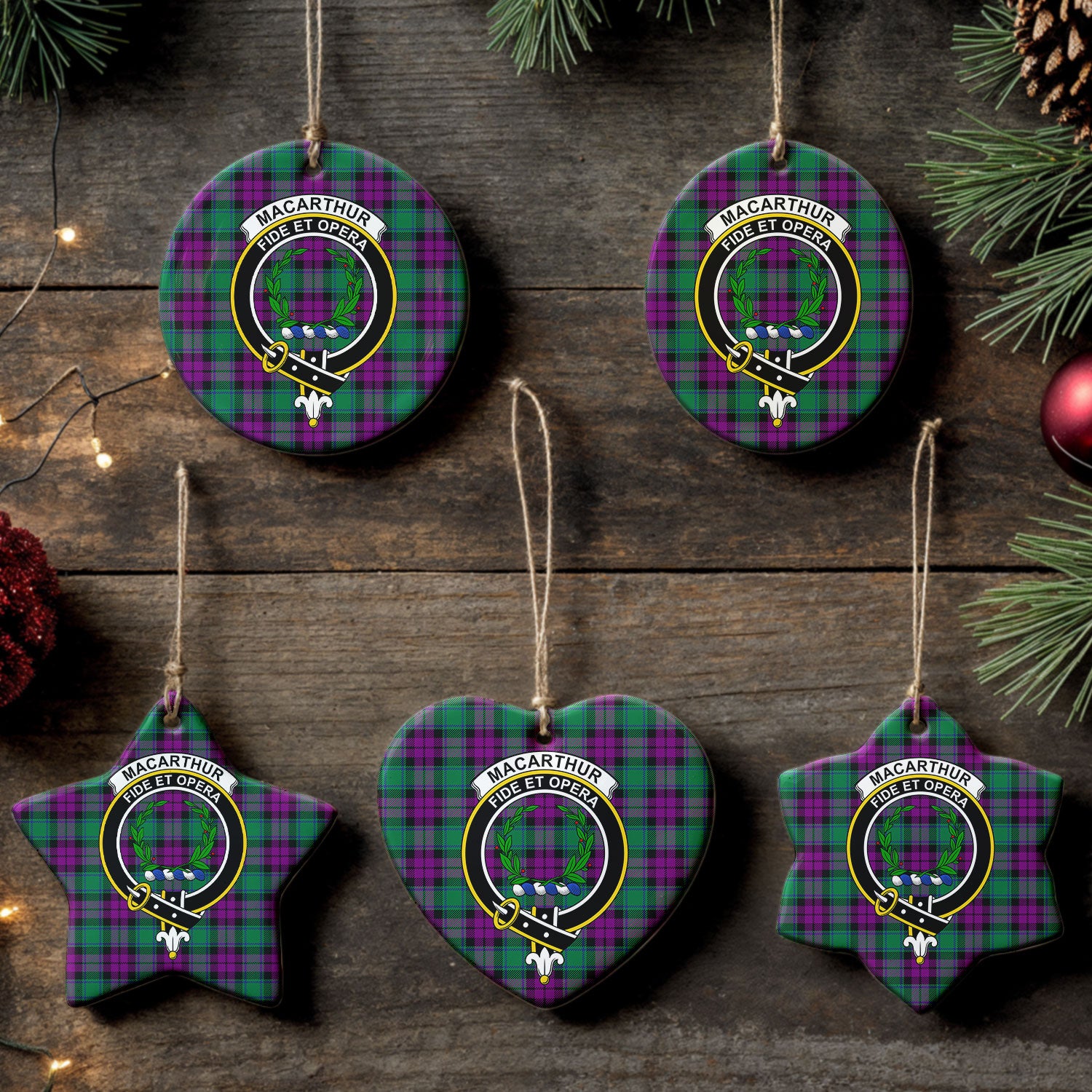 MacArthur - Milton Tartan Crest Christmas Ceramic Ornament