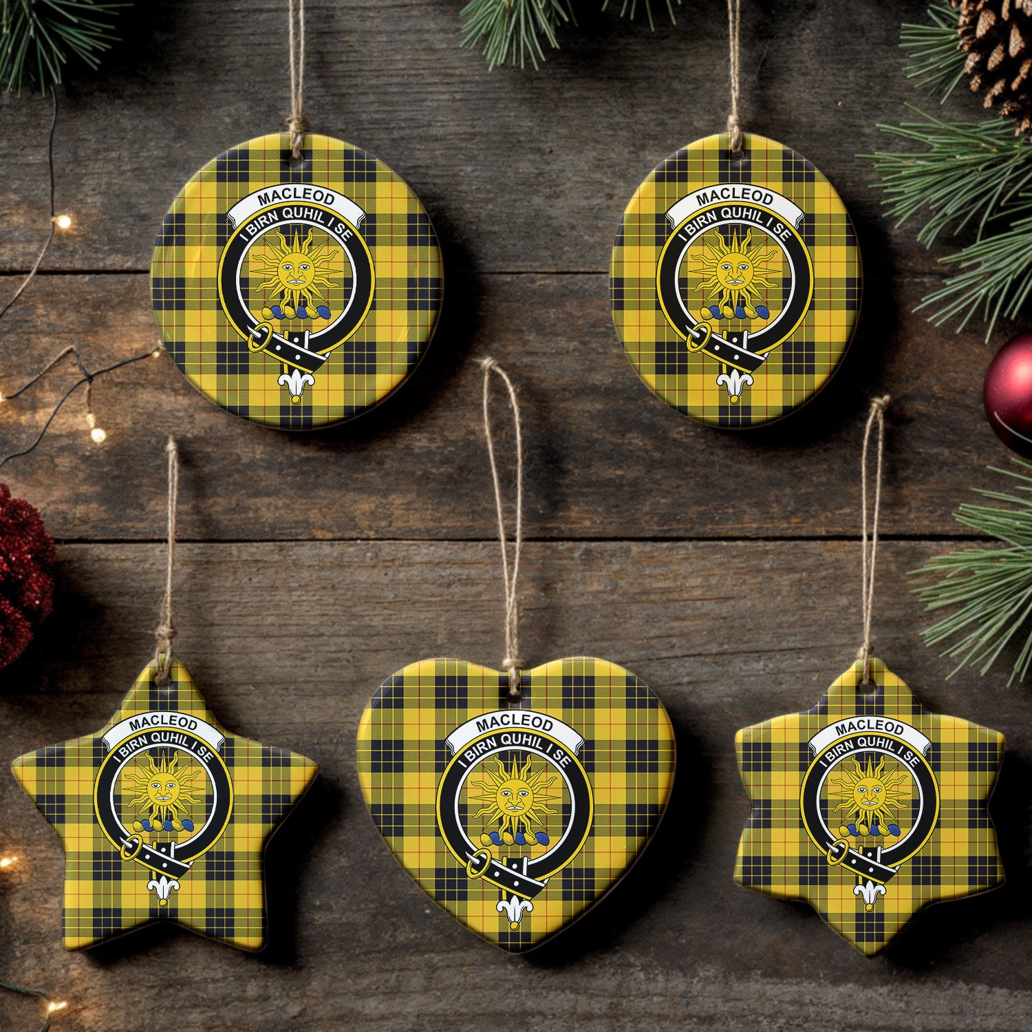 MacLeod of Lewis Ancient Tartan Crest Christmas Ceramic Ornament