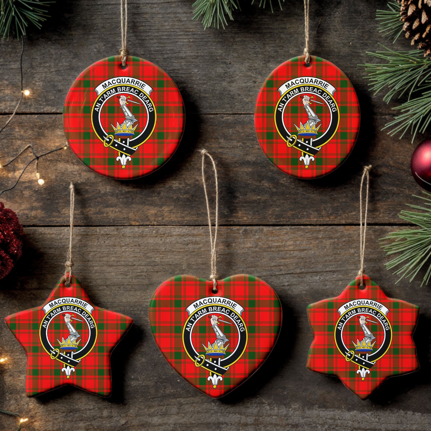 MacQuarrie Tartan Crest Christmas Ceramic Ornament