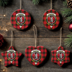 MacQueen Modern Tartan Crest Christmas Ceramic Ornament