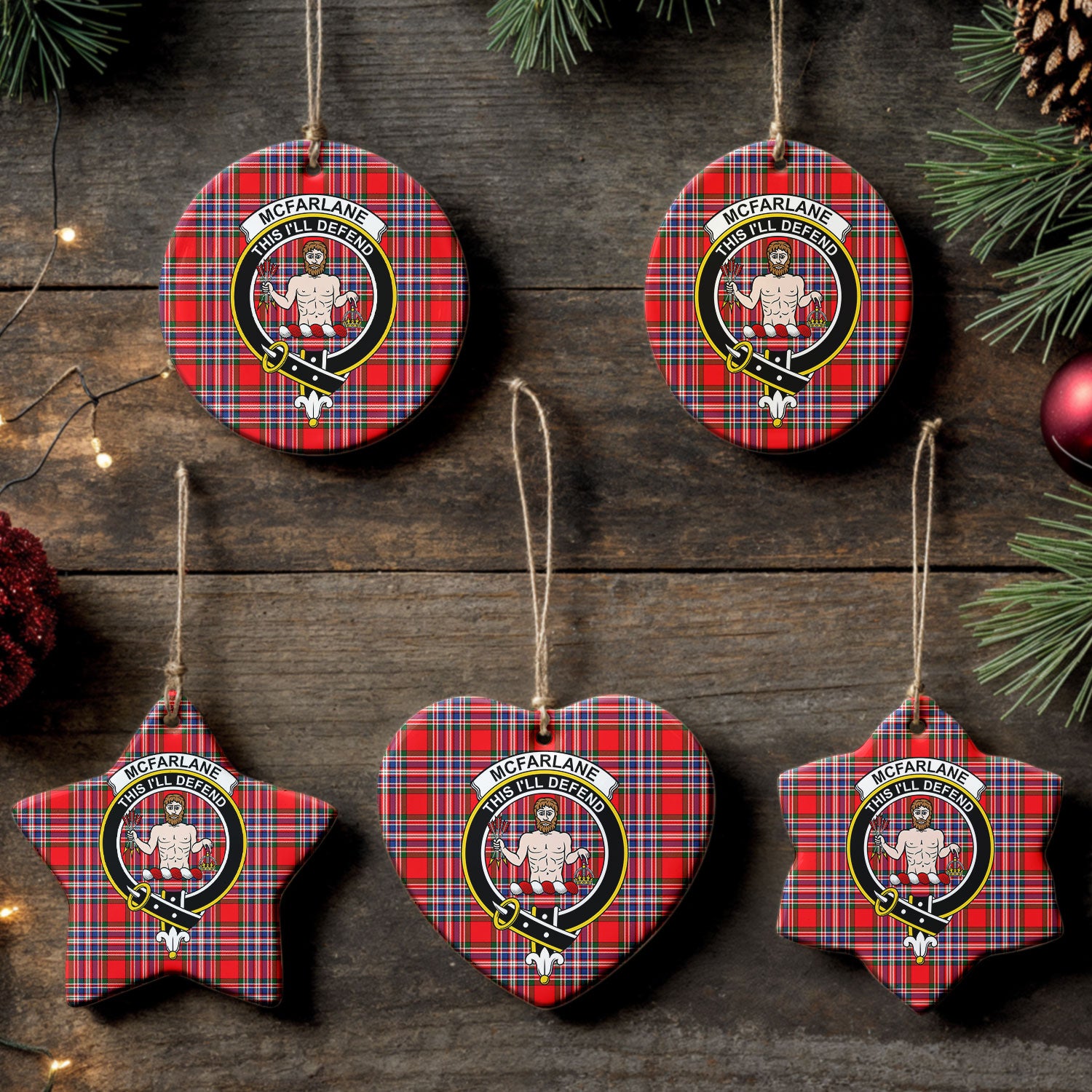McFarlane Modern Tartan Crest Christmas Ceramic Ornament