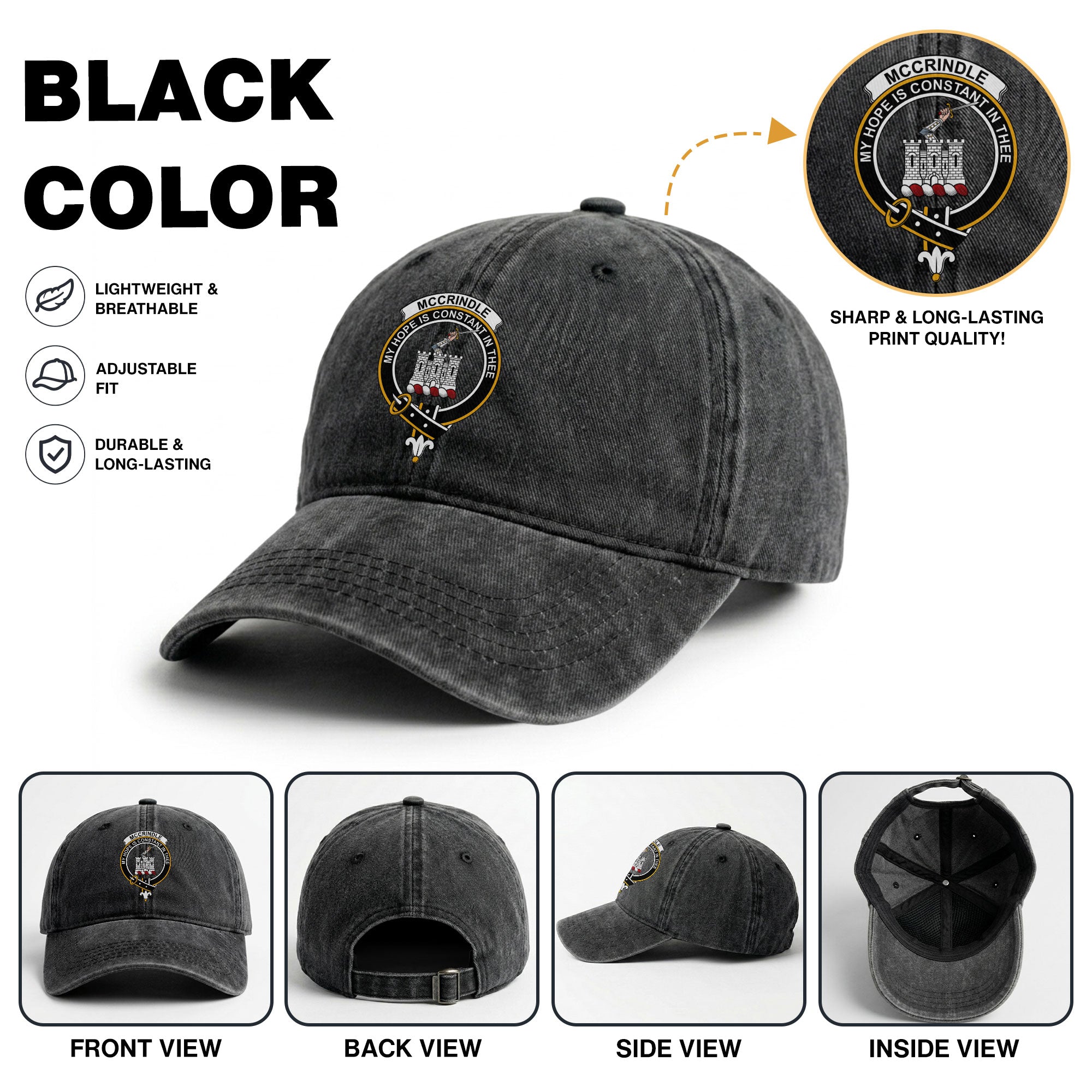 McCrindle Crest Washed Classic Cap