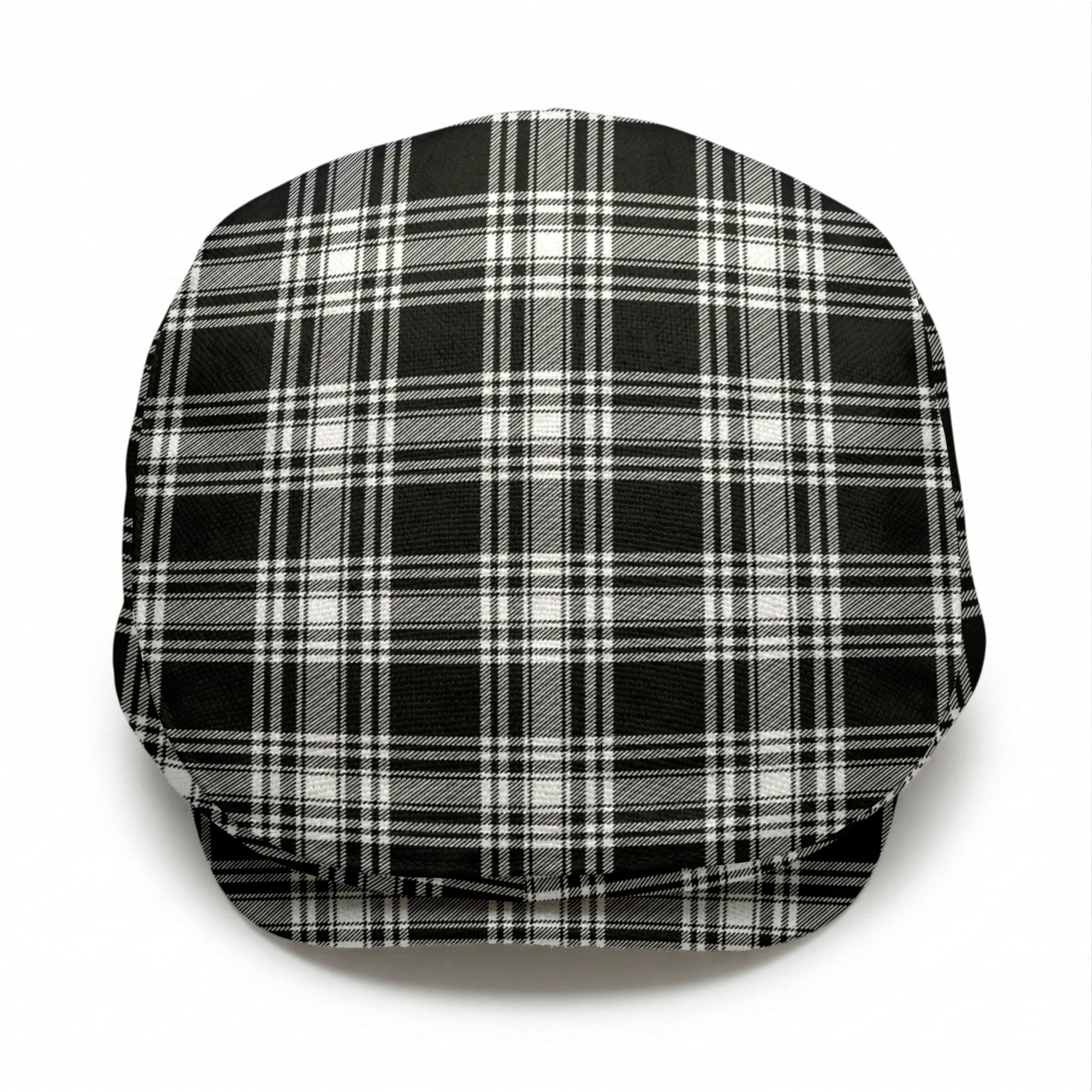 Menzies Black - White Modern Tartan Flat Caps