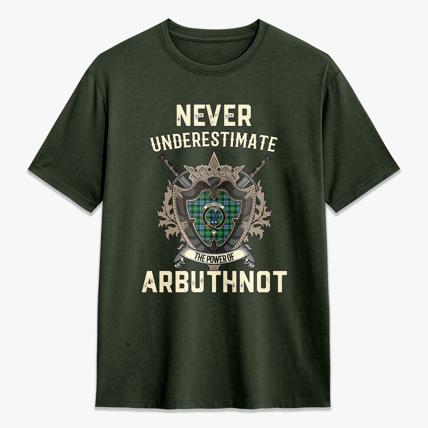 Arbuthnot Ancient Tartan Crest 2D T-shirt - Never Underestimate Style