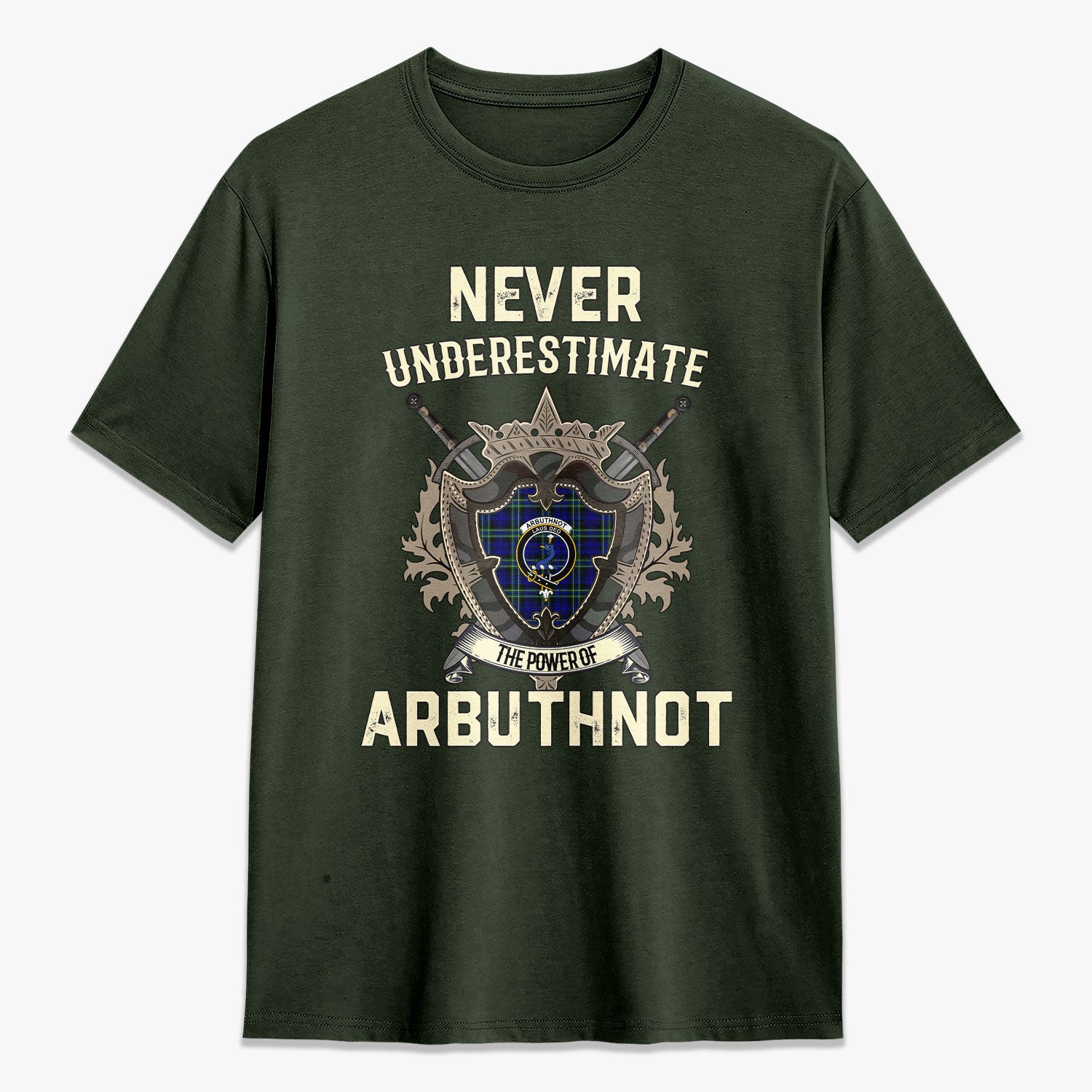 Arbuthnot Modern Tartan Crest 2D T-shirt - Never Underestimate Style