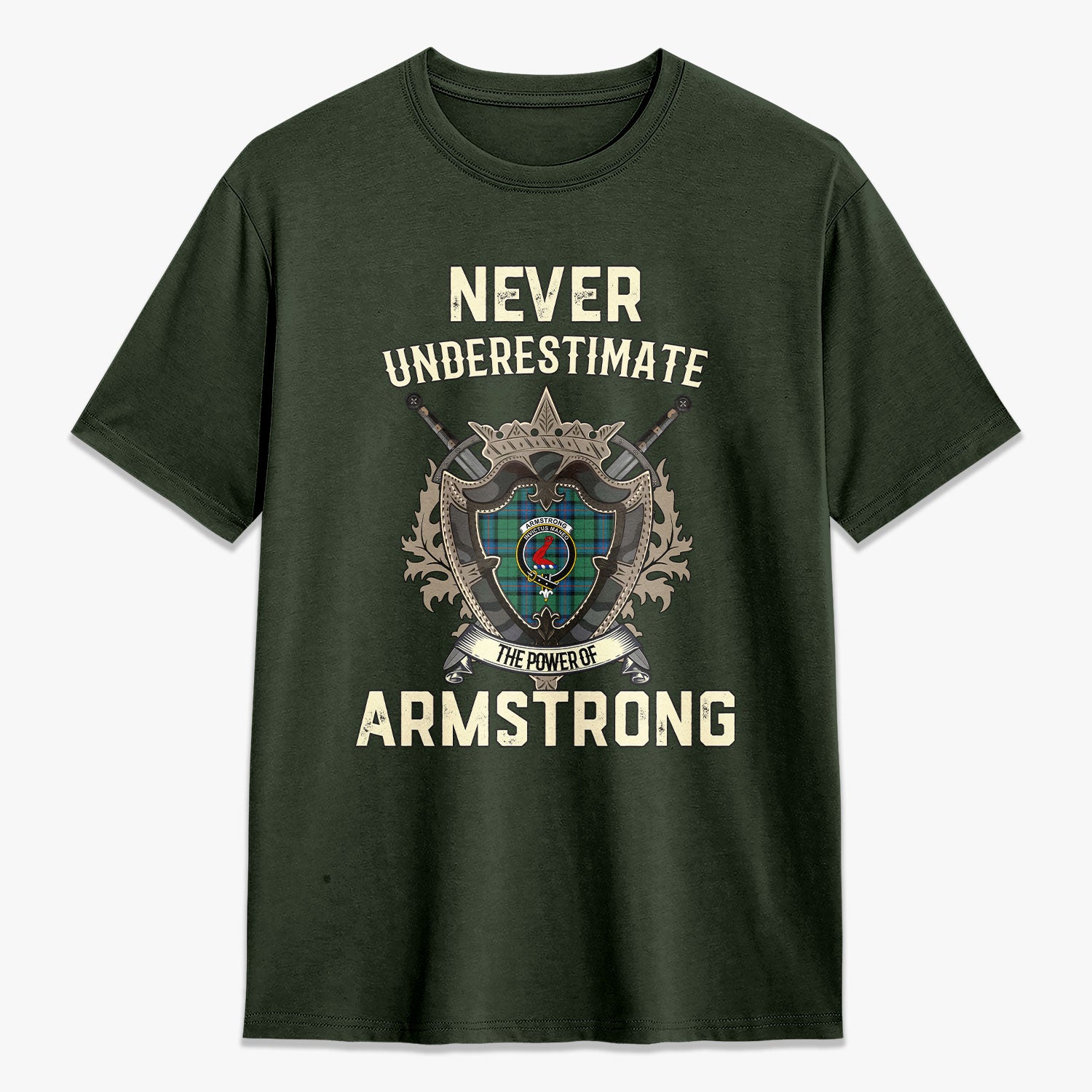 Armstrong Ancient Tartan Crest 2D T-shirt - Never Underestimate Style