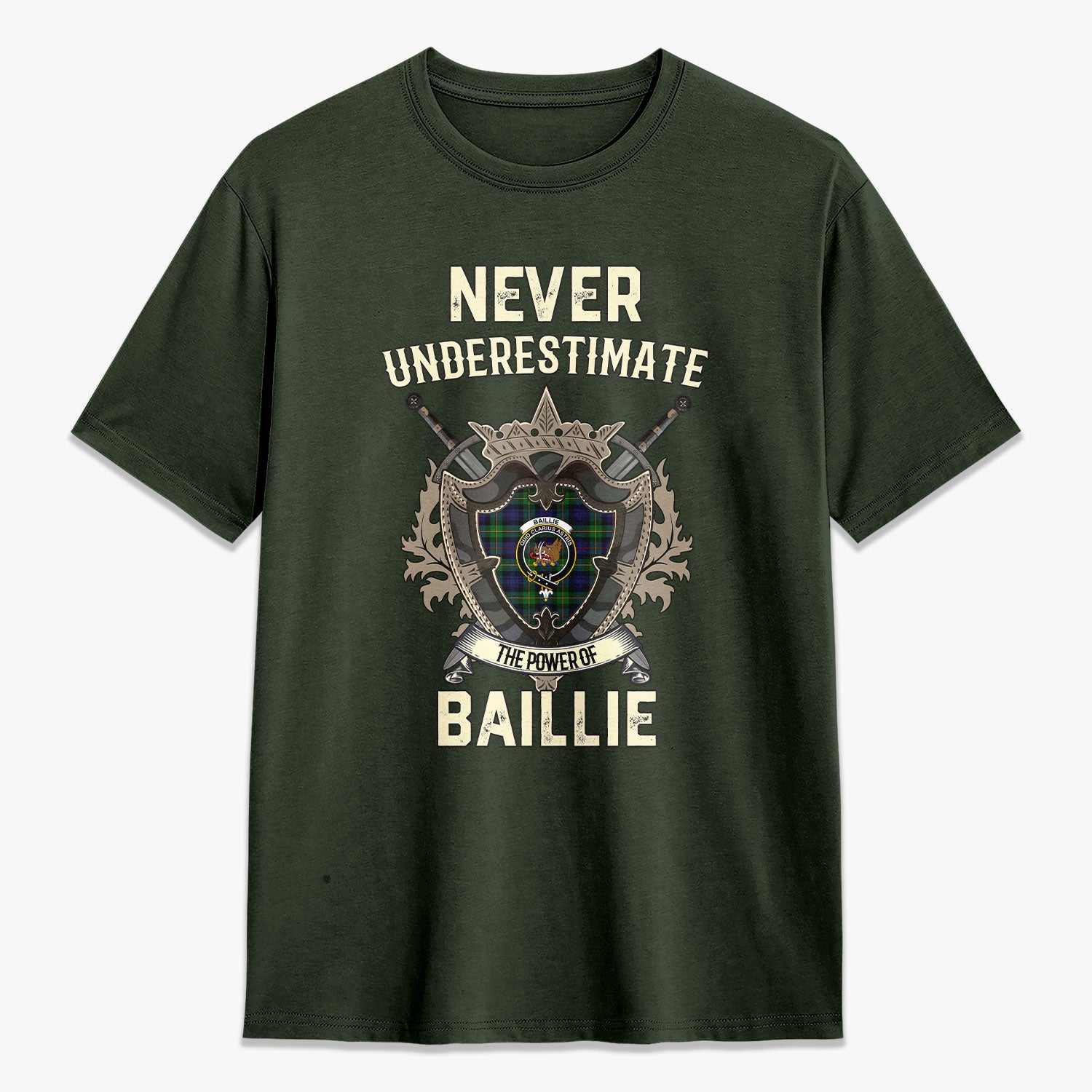 Baillie Tartan Crest 2D T-shirt - Never Underestimate Style