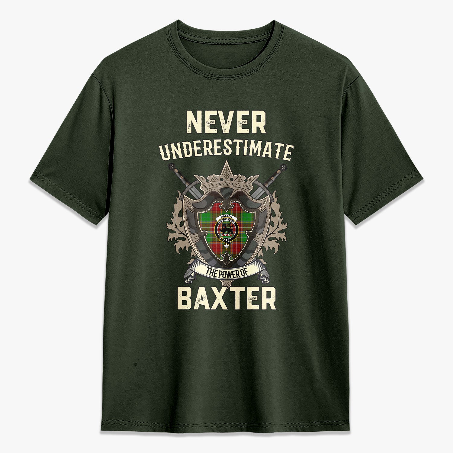 Baxter Modern Tartan Crest 2D T-shirt - Never Underestimate Style