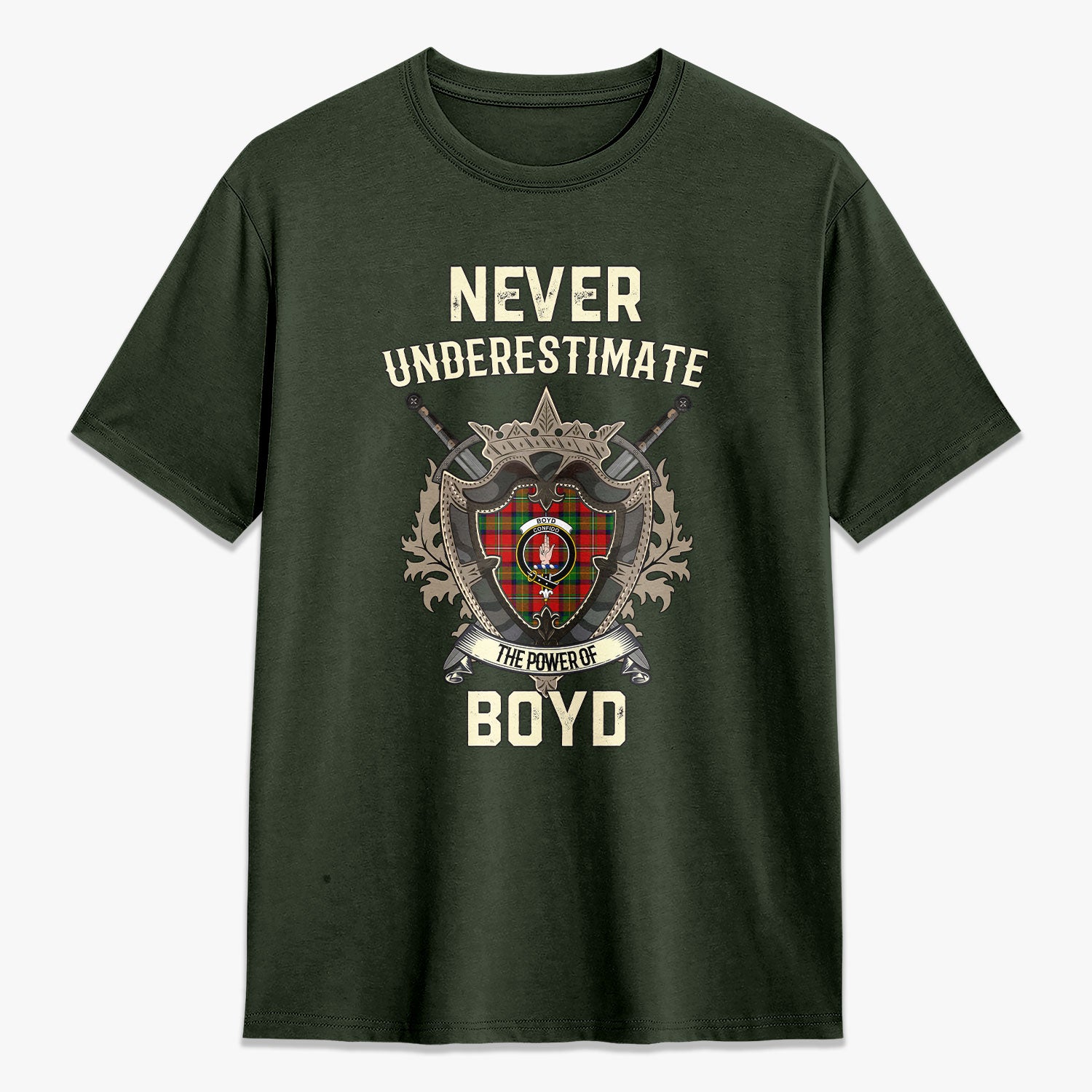 Boyd Modern Tartan Crest 2D T-shirt - Never Underestimate Style