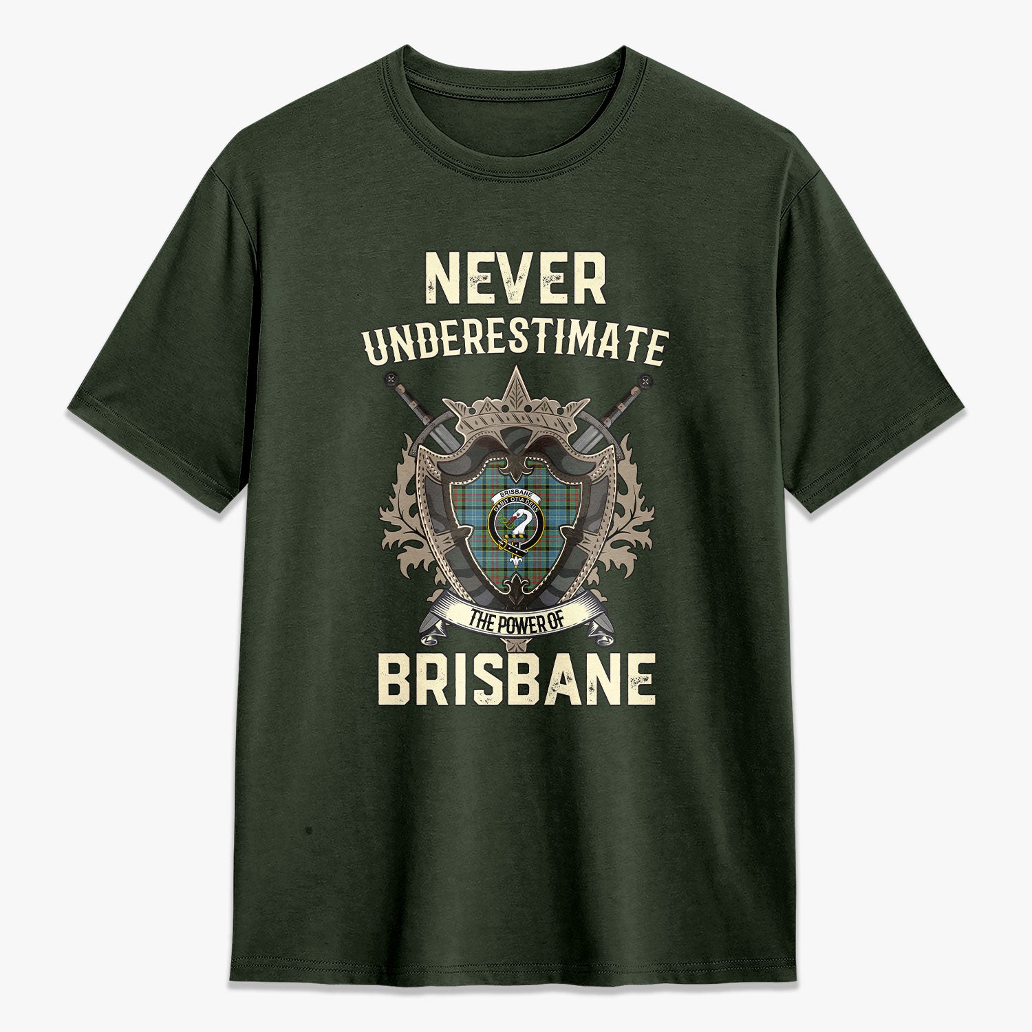 Brisbane Tartan Crest 2D T-shirt - Never Underestimate Style