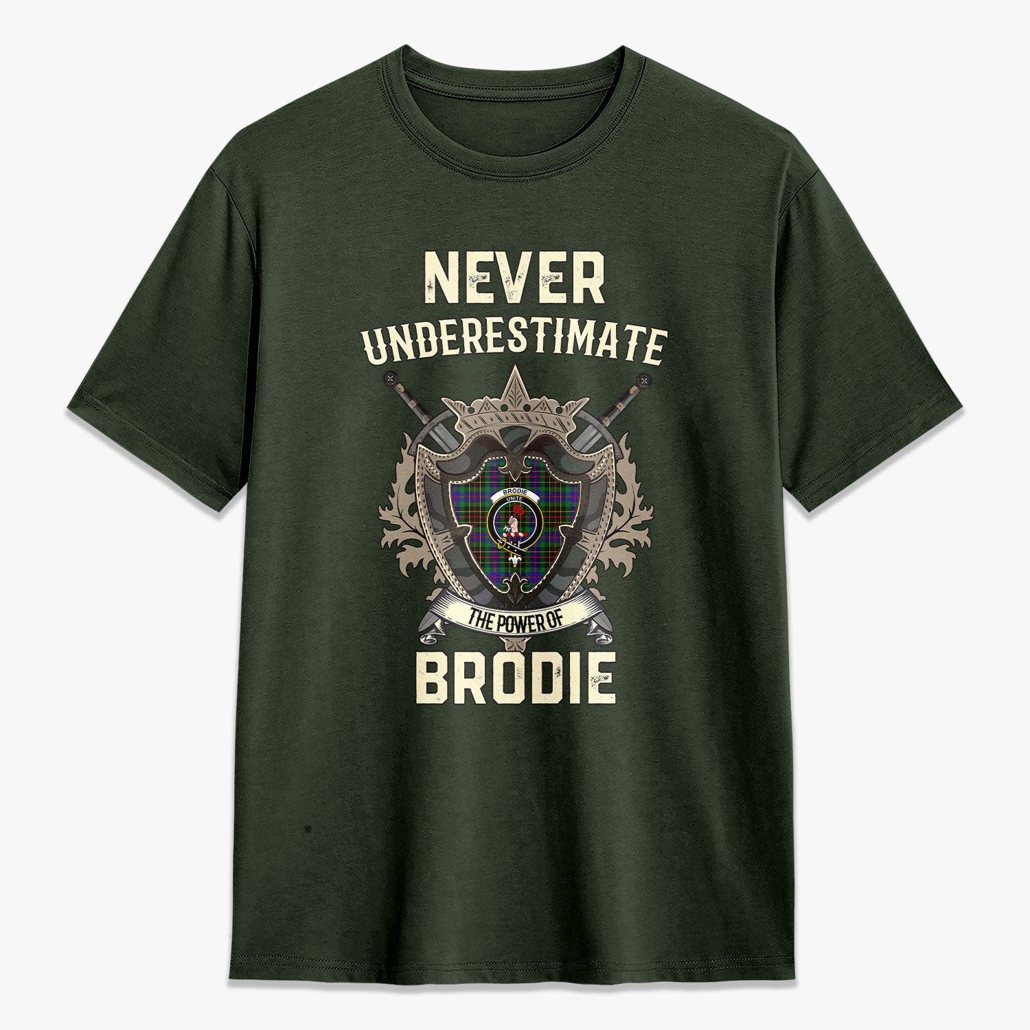 Brodie Hunting Modern Tartan Crest 2D T-shirt - Never Underestimate Style