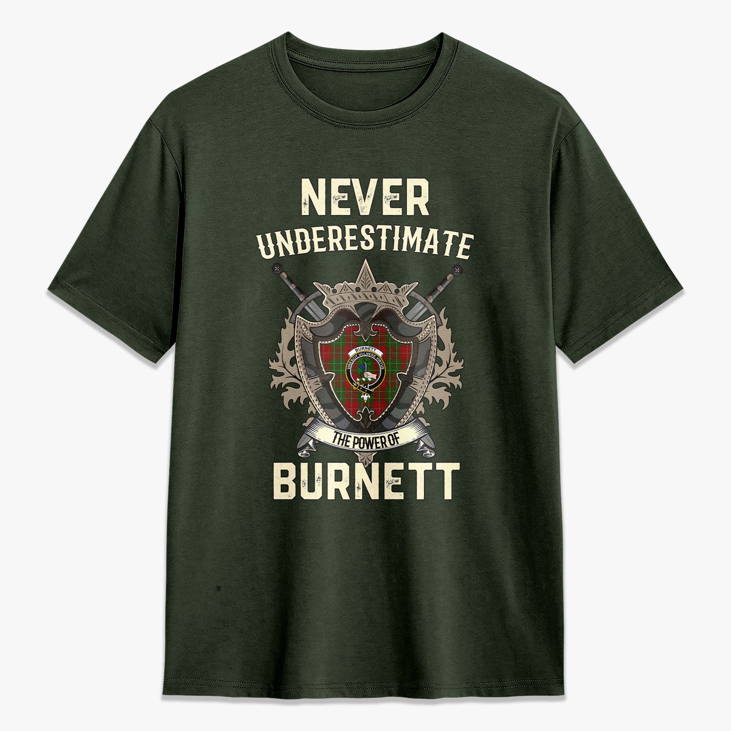 Burnett Tartan Crest 2D T-shirt - Never Underestimate Style