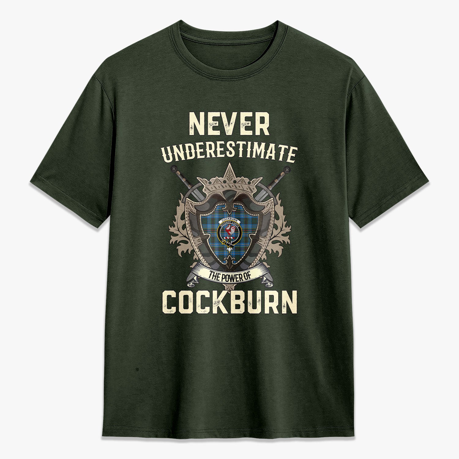 Cockburn Modern Tartan Crest 2D T-shirt - Never Underestimate Style