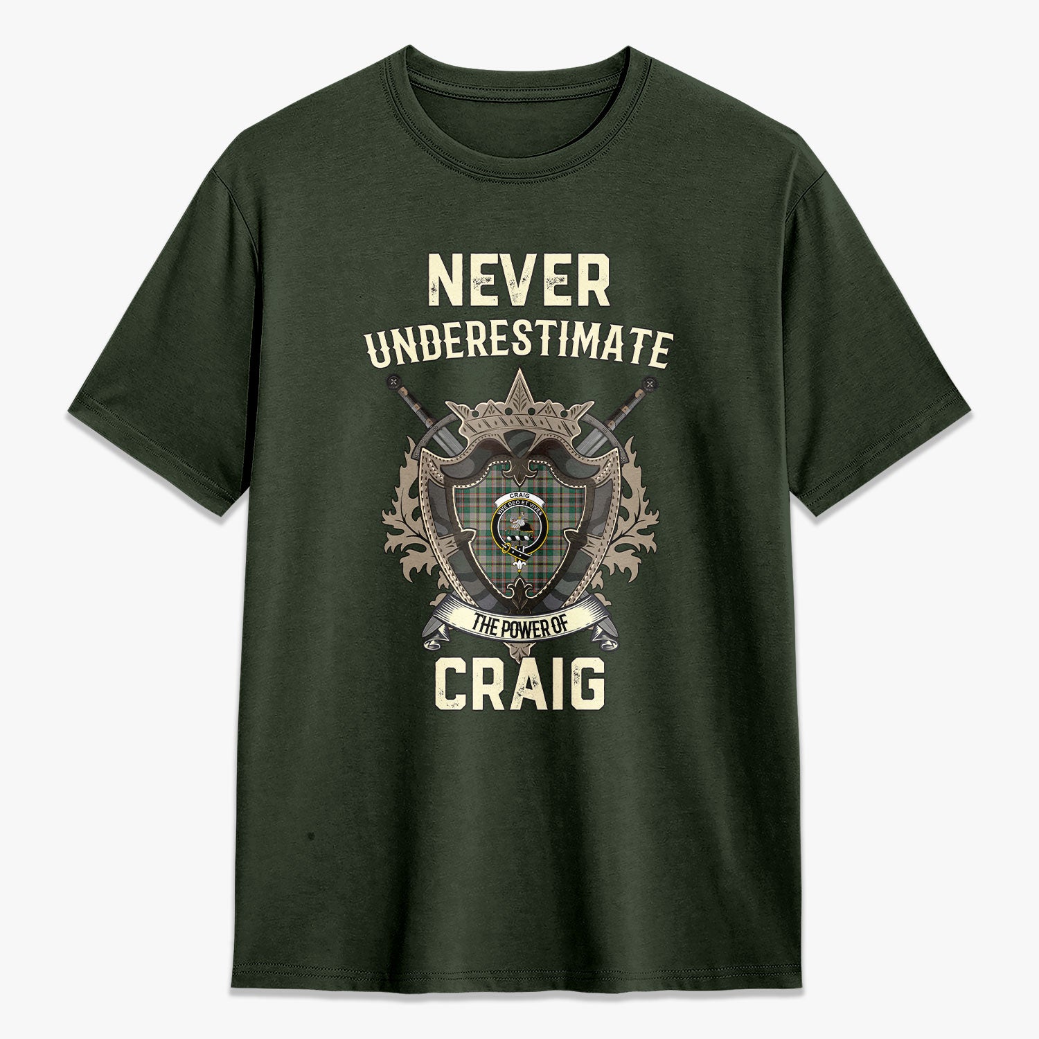 Craig Ancient Tartan Crest 2D T-shirt - Never Underestimate Style