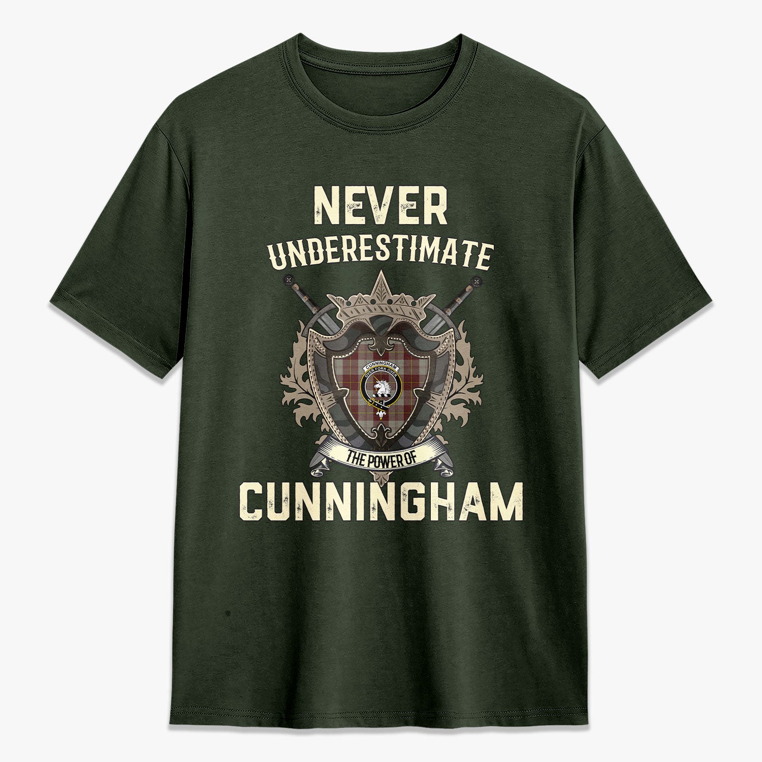 Cunningham Burgundy Dancers Tartan Crest 2D T-shirt - Never Underestimate Style