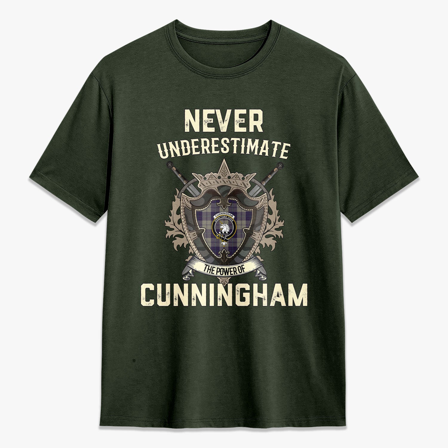 Cunningham Dress Blue Dancers Tartan Crest 2D T-shirt - Never Underestimate Style