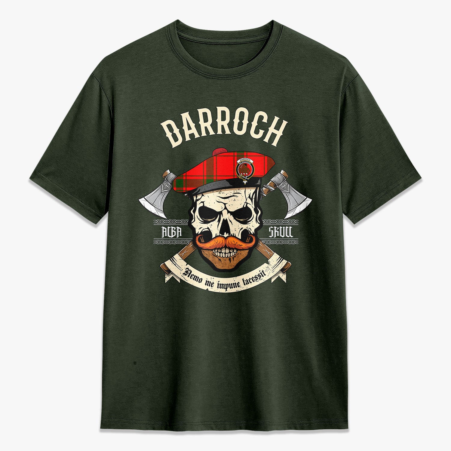 Darroch (Gourock) Tartan Crest 2D T-shirt - Alba Skull Style