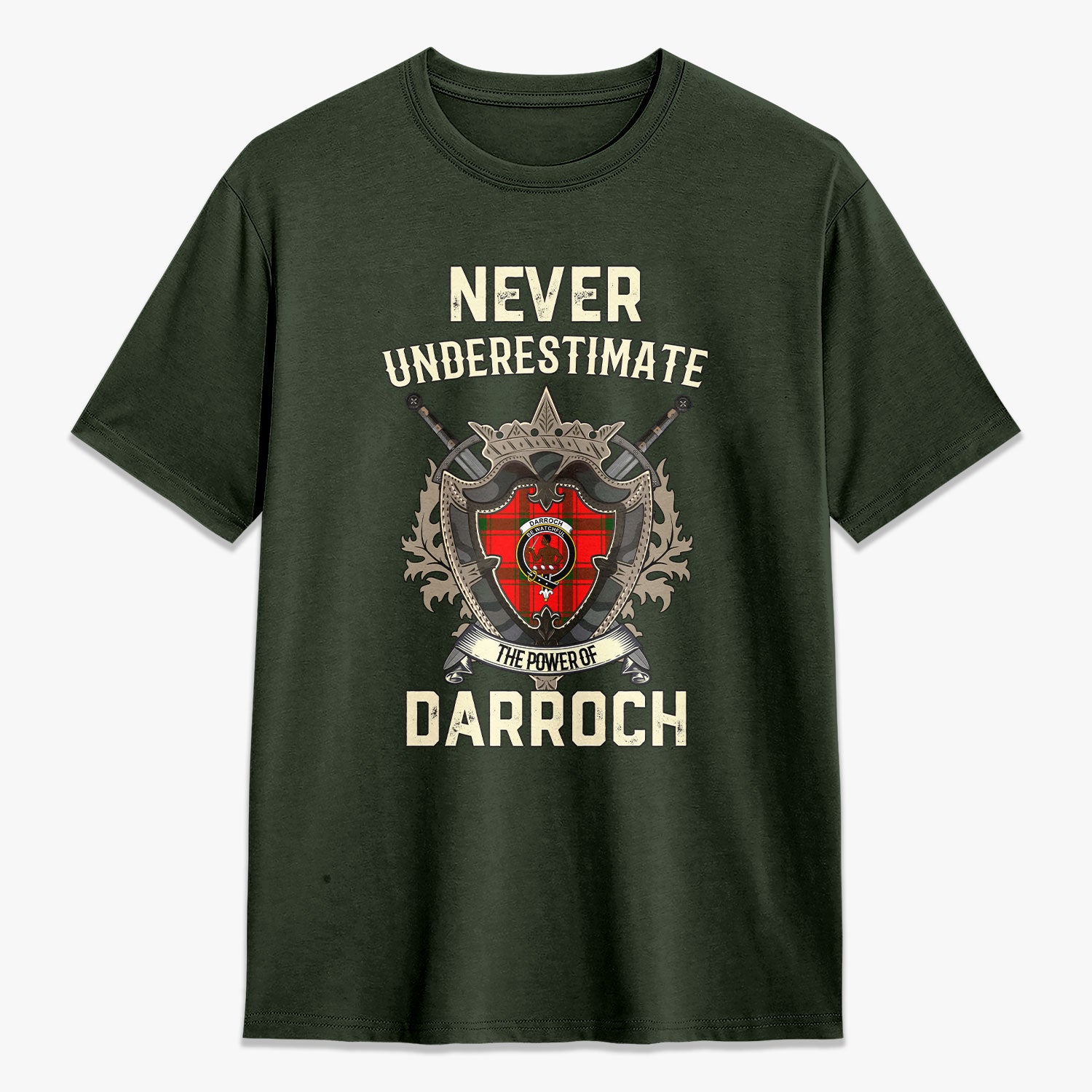 Darroch (Gourock) Tartan Crest 2D T-shirt - Never Underestimate Style