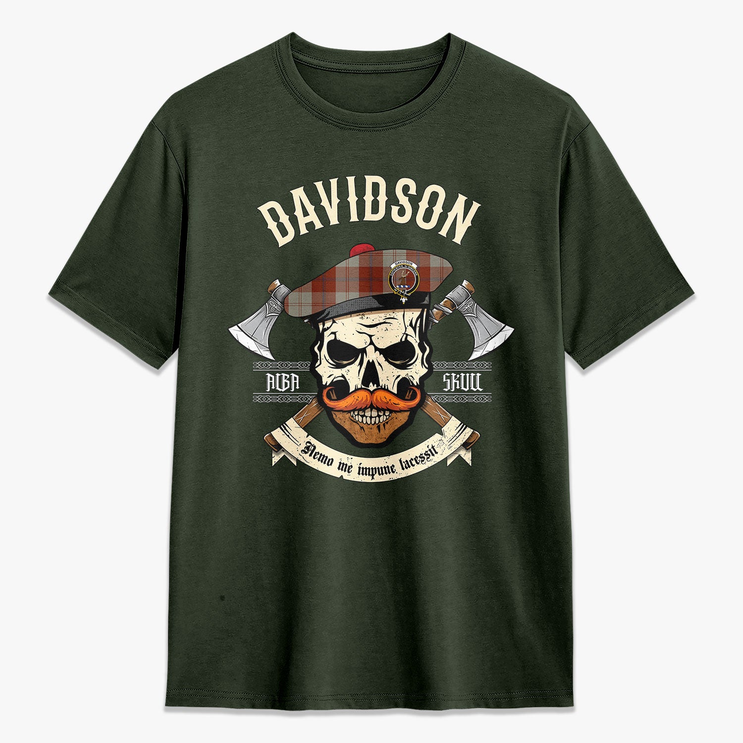 Davidson Dress Dancers Tartan Crest 2D T-shirt - Alba Skull Style