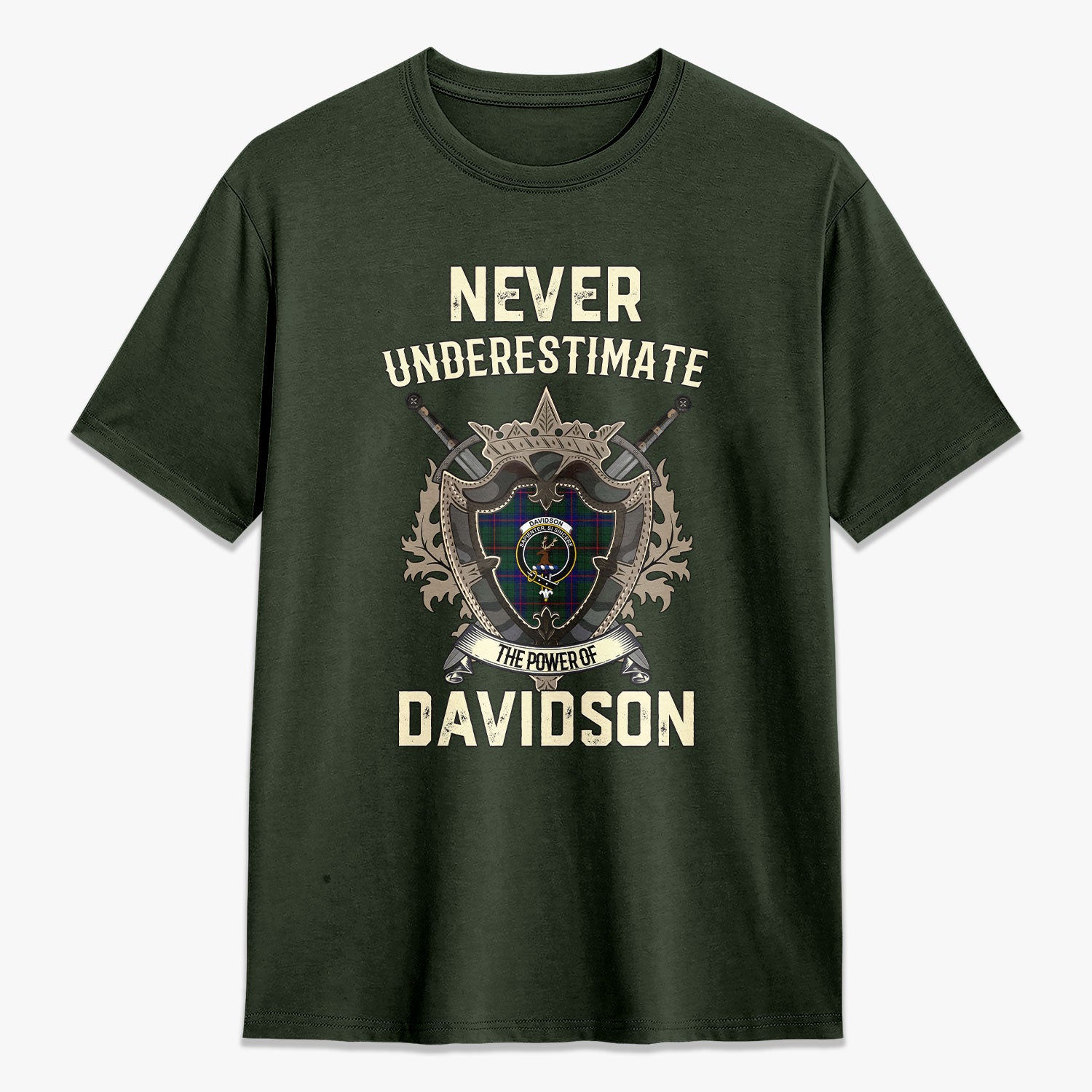 Davidson Modern Tartan Crest 2D T-shirt - Never Underestimate Style