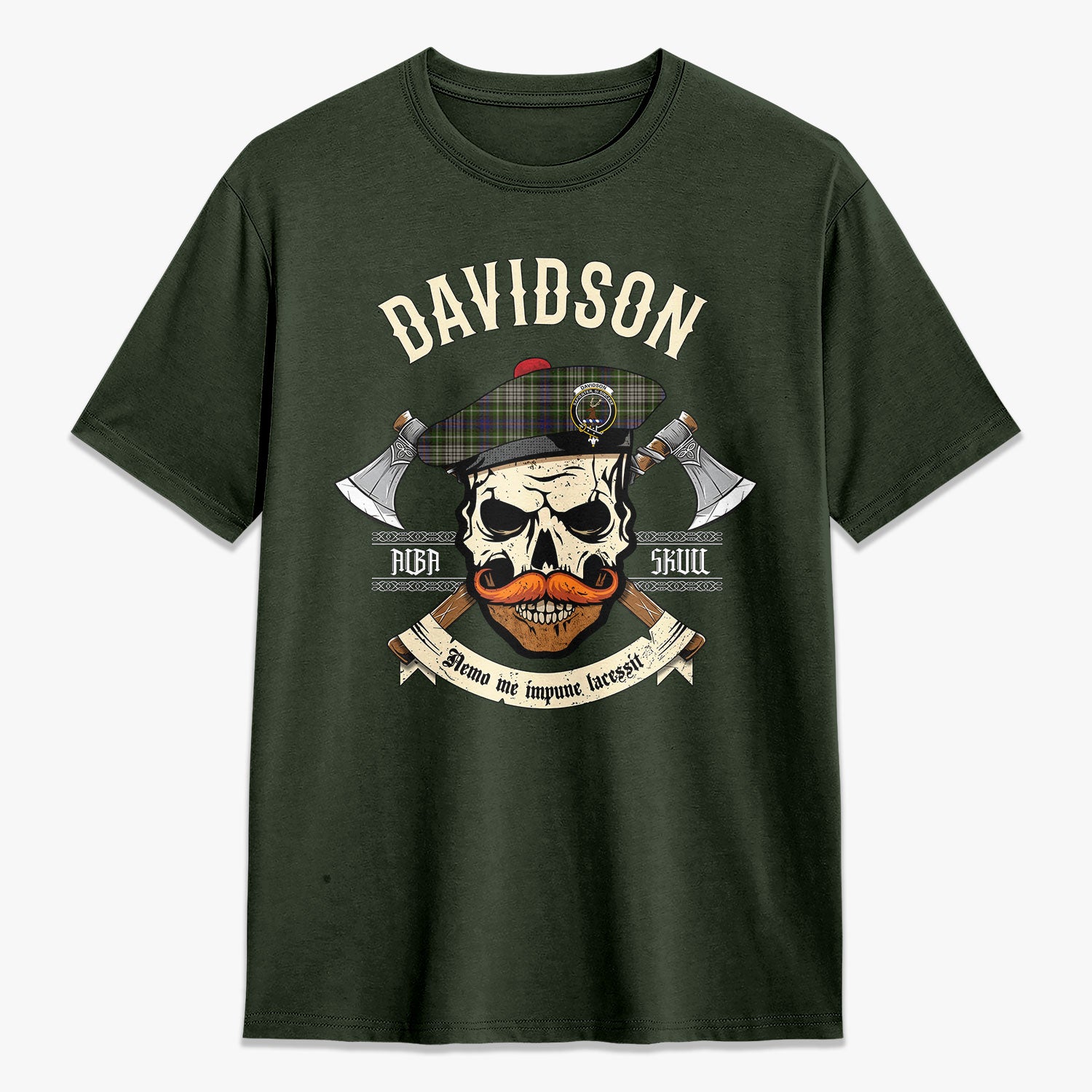 Davidson Tulloch Dress Tartan Crest 2D T-shirt - Alba Skull Style