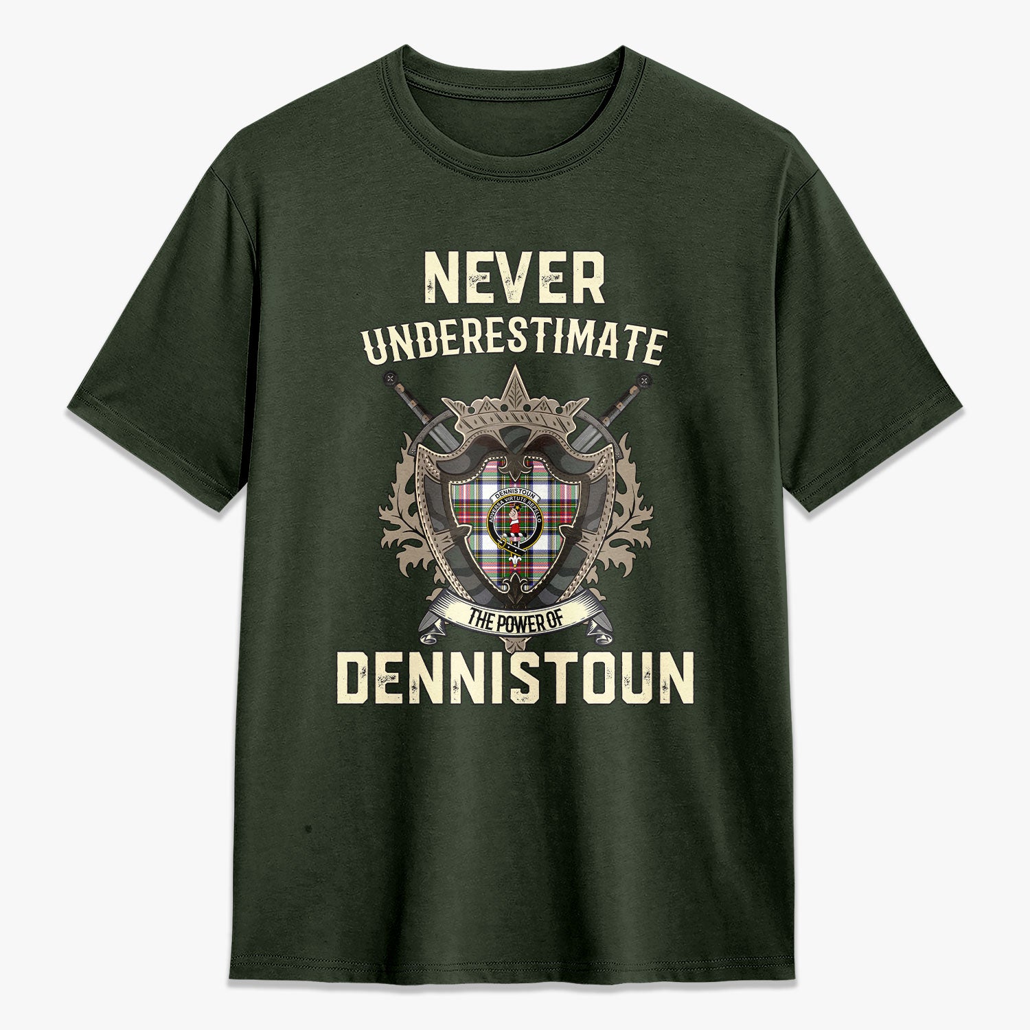 Dennistoun Tartan Crest 2D T-shirt - Never Underestimate Style
