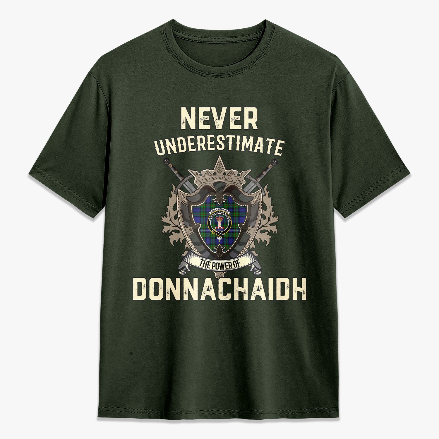 Donnachaidh Tartan Crest 2D T-shirt - Never Underestimate Style