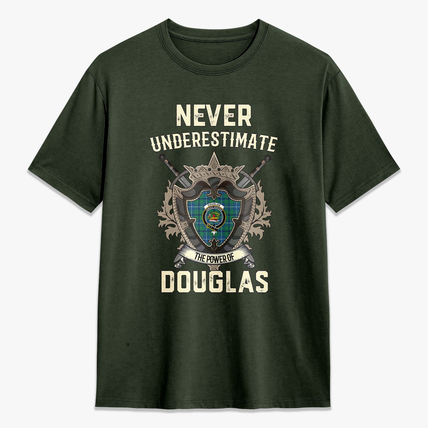 Douglas Ancient Tartan Crest 2D T-shirt - Never Underestimate Style
