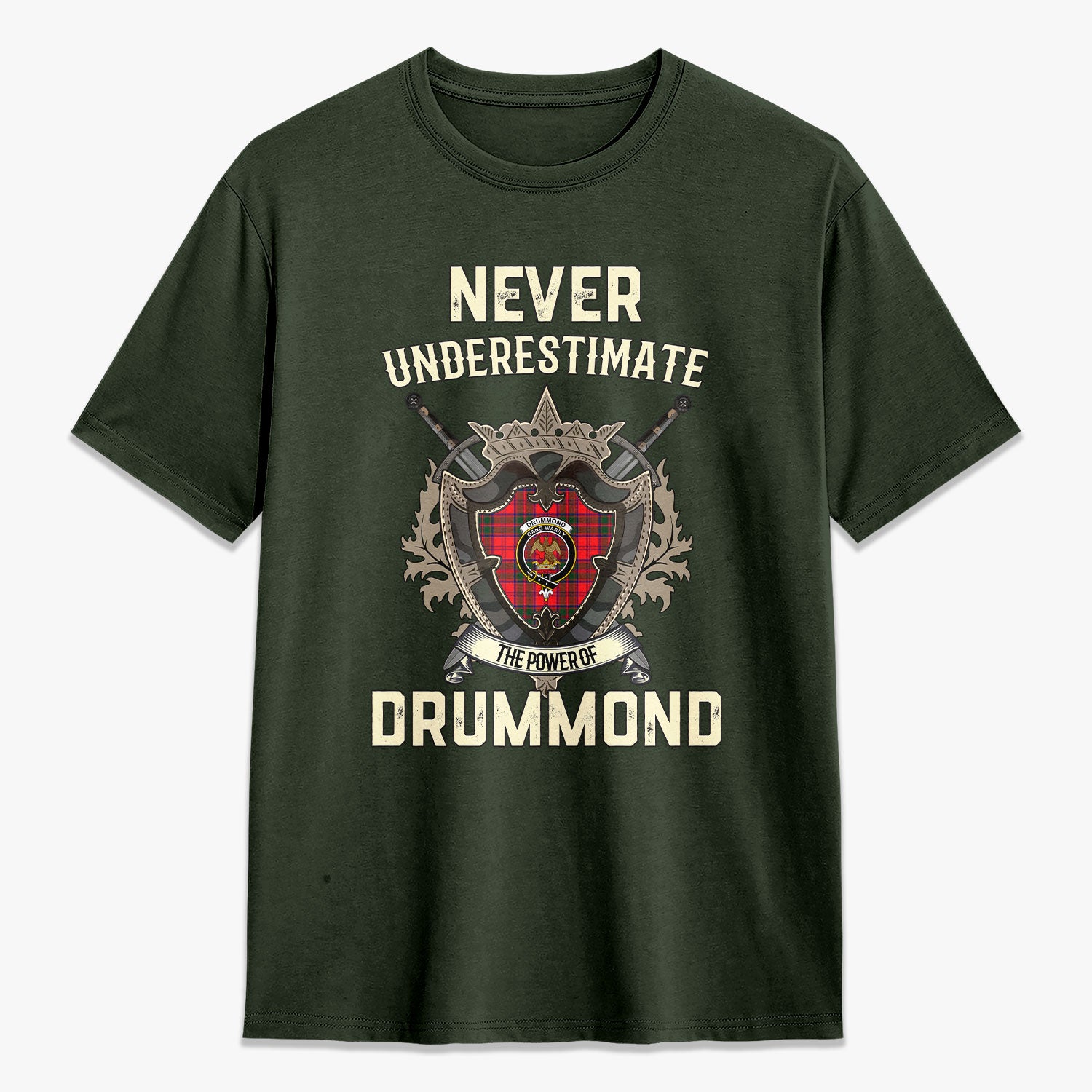 Drummond Modern Tartan Crest 2D T-shirt - Never Underestimate Style