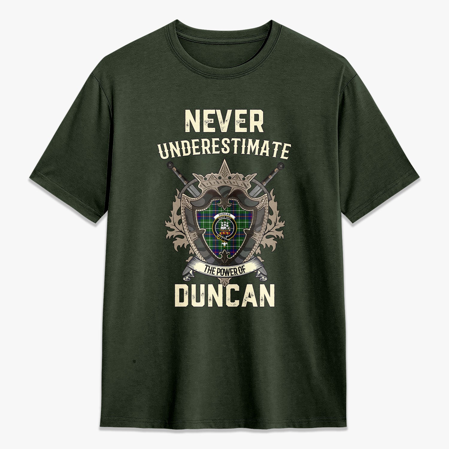 Duncan Modern Tartan Crest 2D T-shirt - Never Underestimate Style