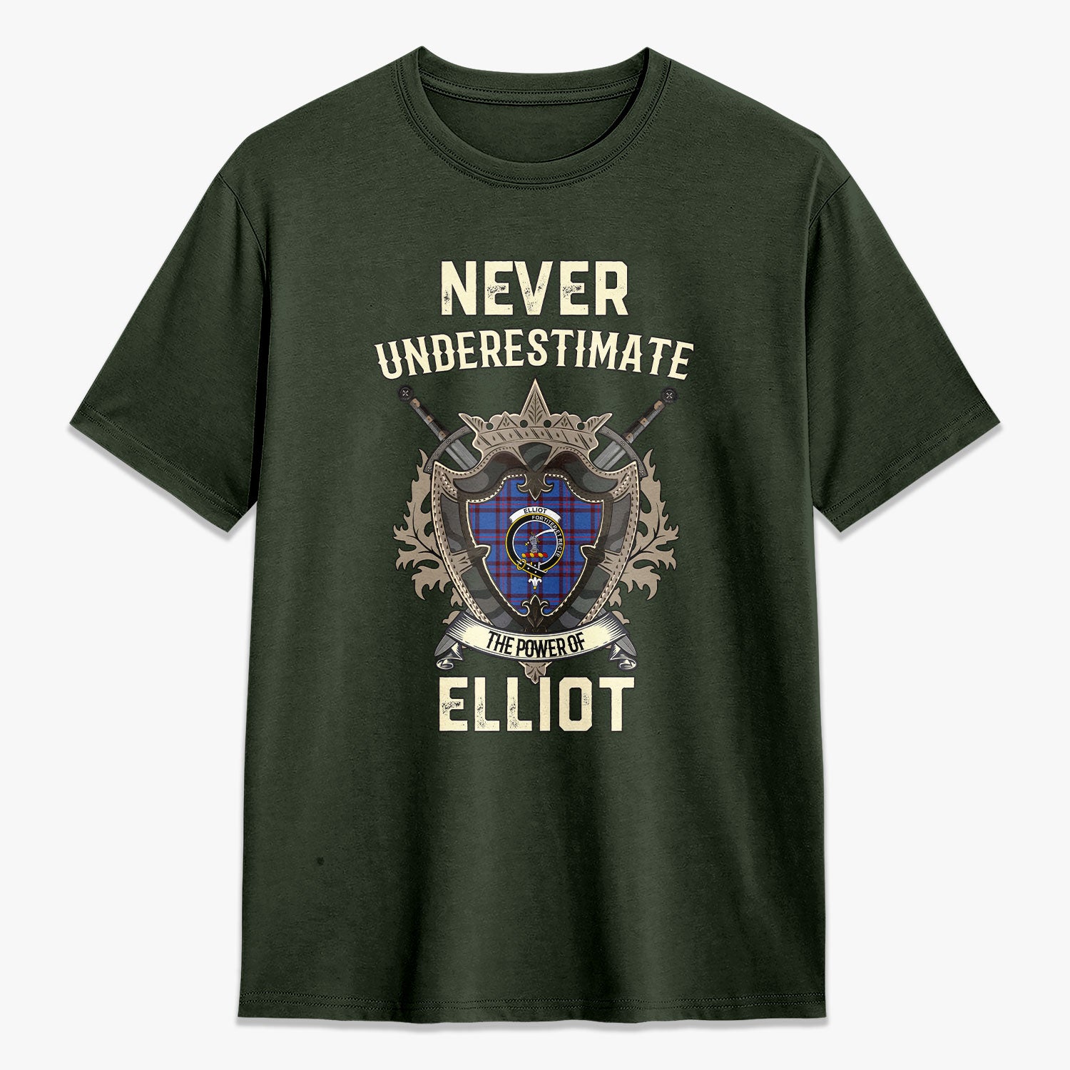 Elliot Modern Tartan Crest 2D T-shirt - Never Underestimate Style