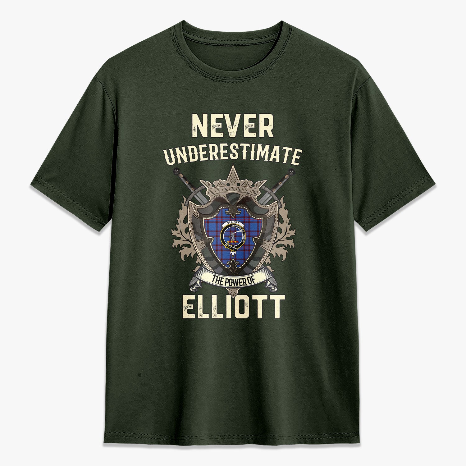 Elliott Modern Tartan Crest 2D T-shirt - Never Underestimate Style