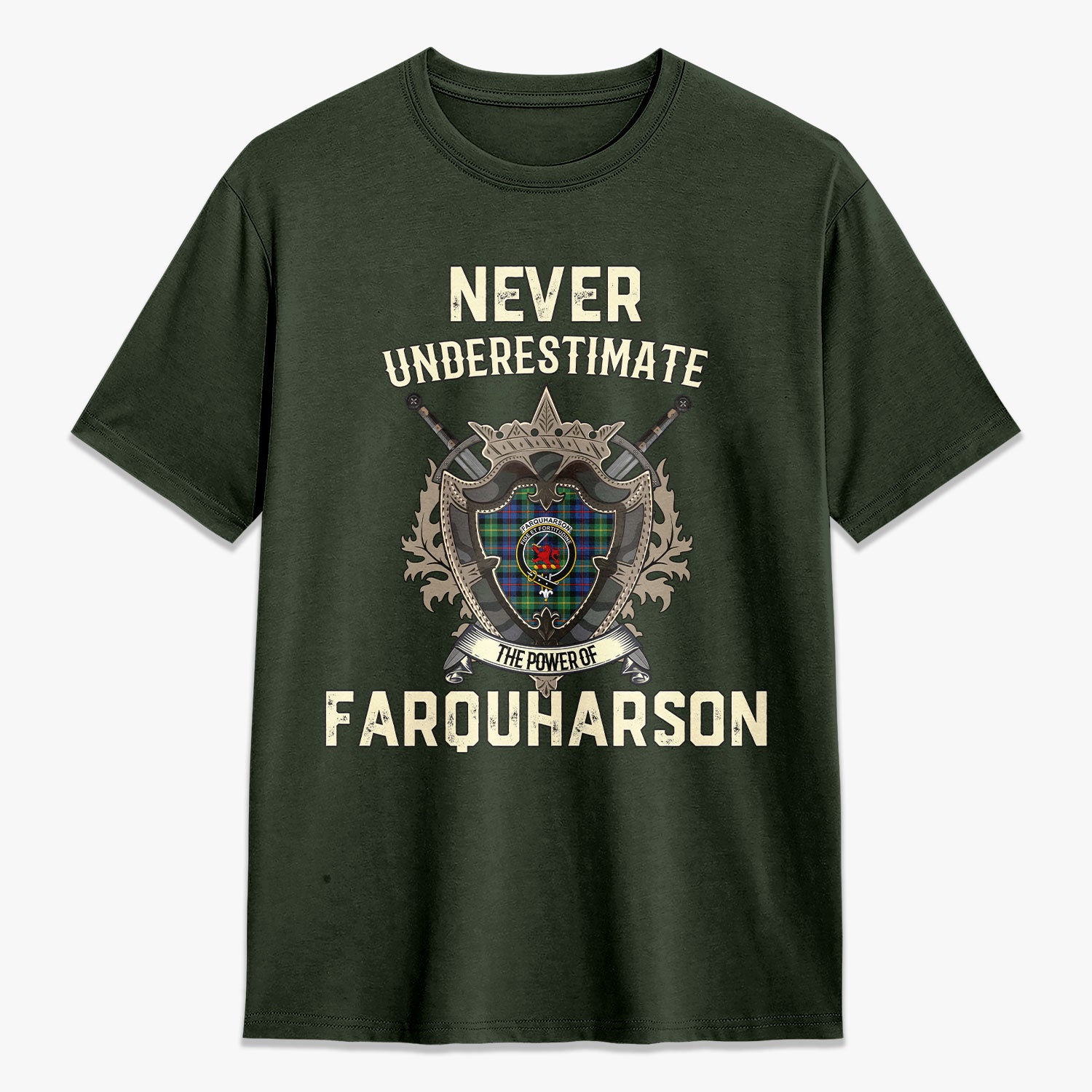 Farquharson Ancient Tartan Crest 2D T-shirt - Never Underestimate Style