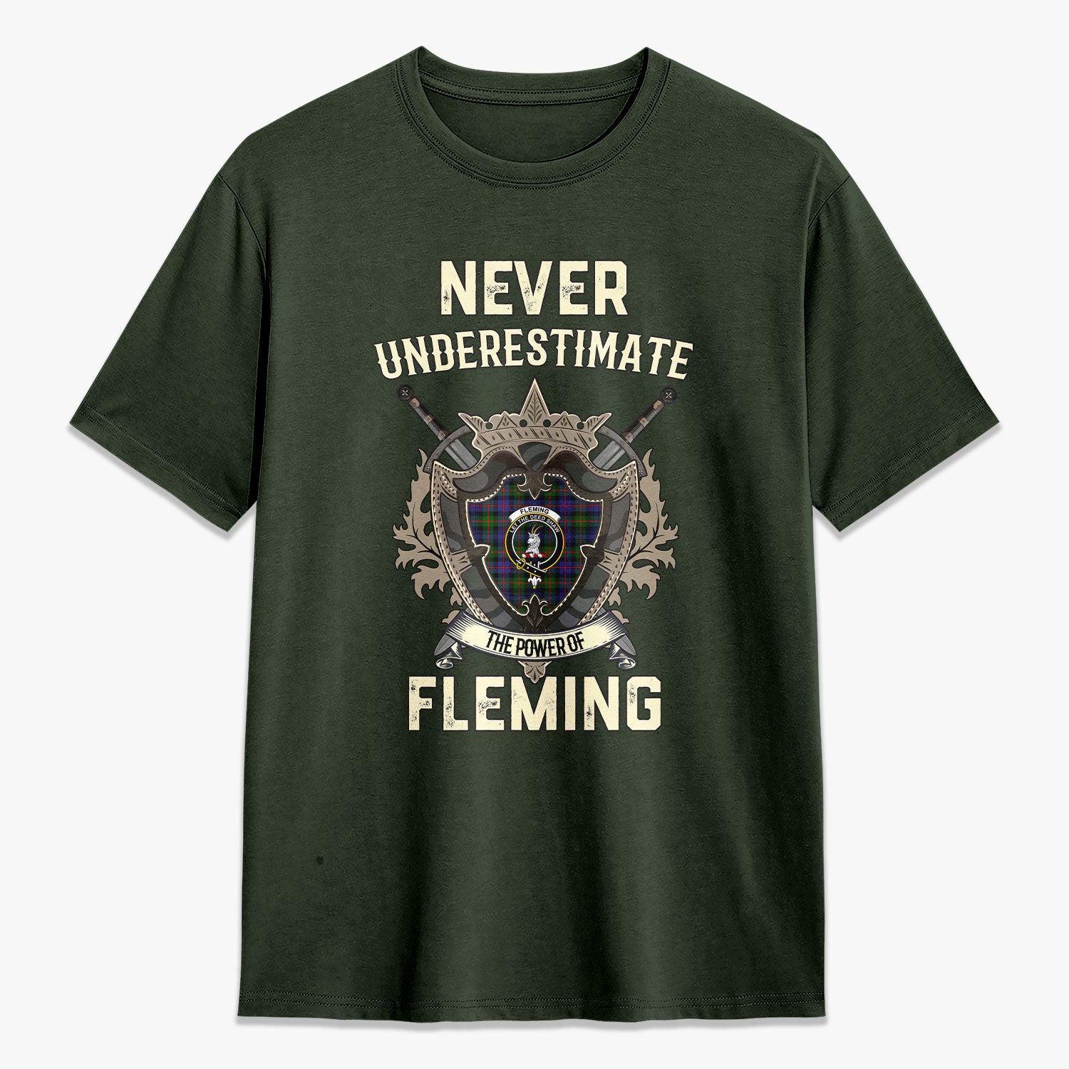 Fleming Tartan Crest 2D T-shirt - Never Underestimate Style