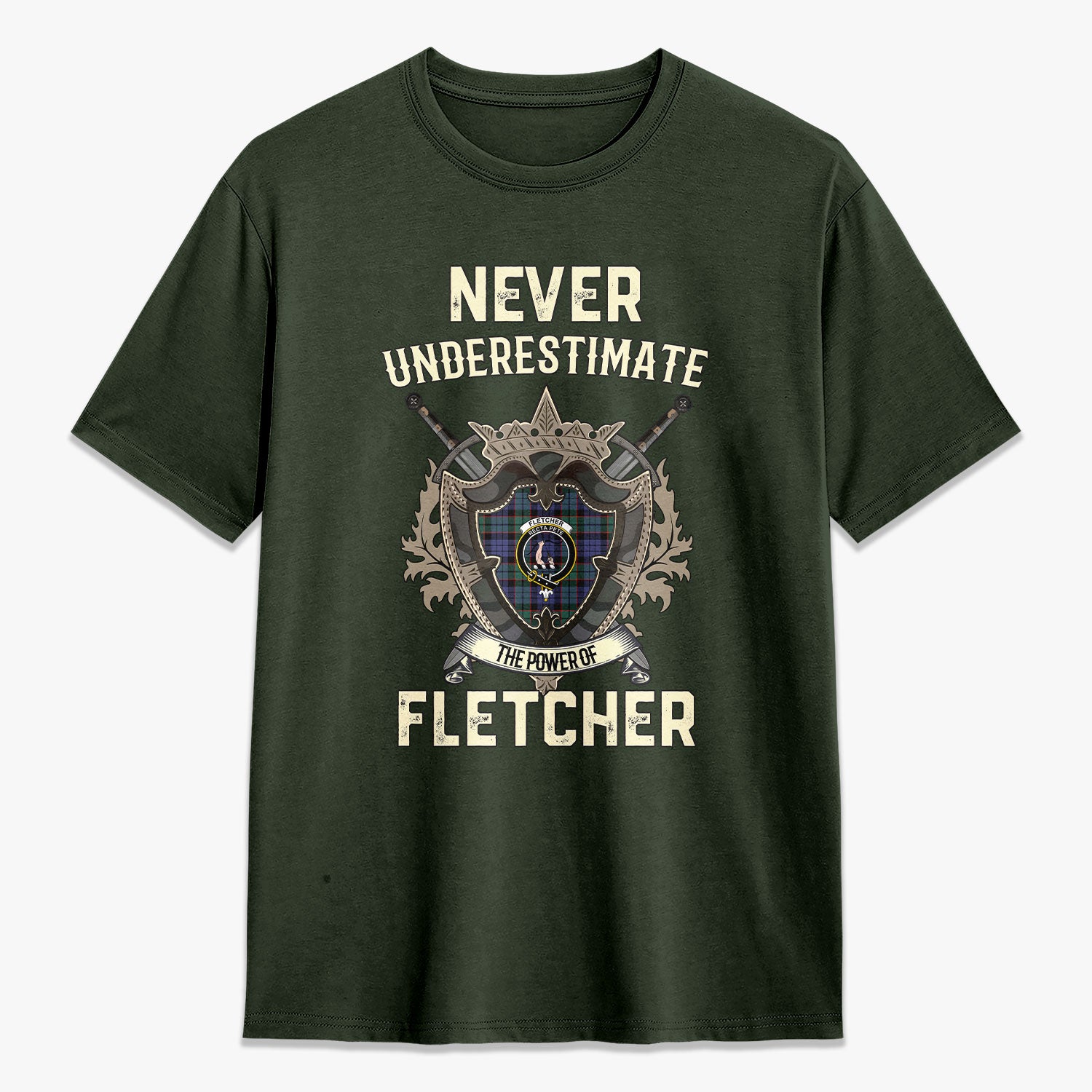 Fletcher Modern Tartan Crest 2D T-shirt - Never Underestimate Style
