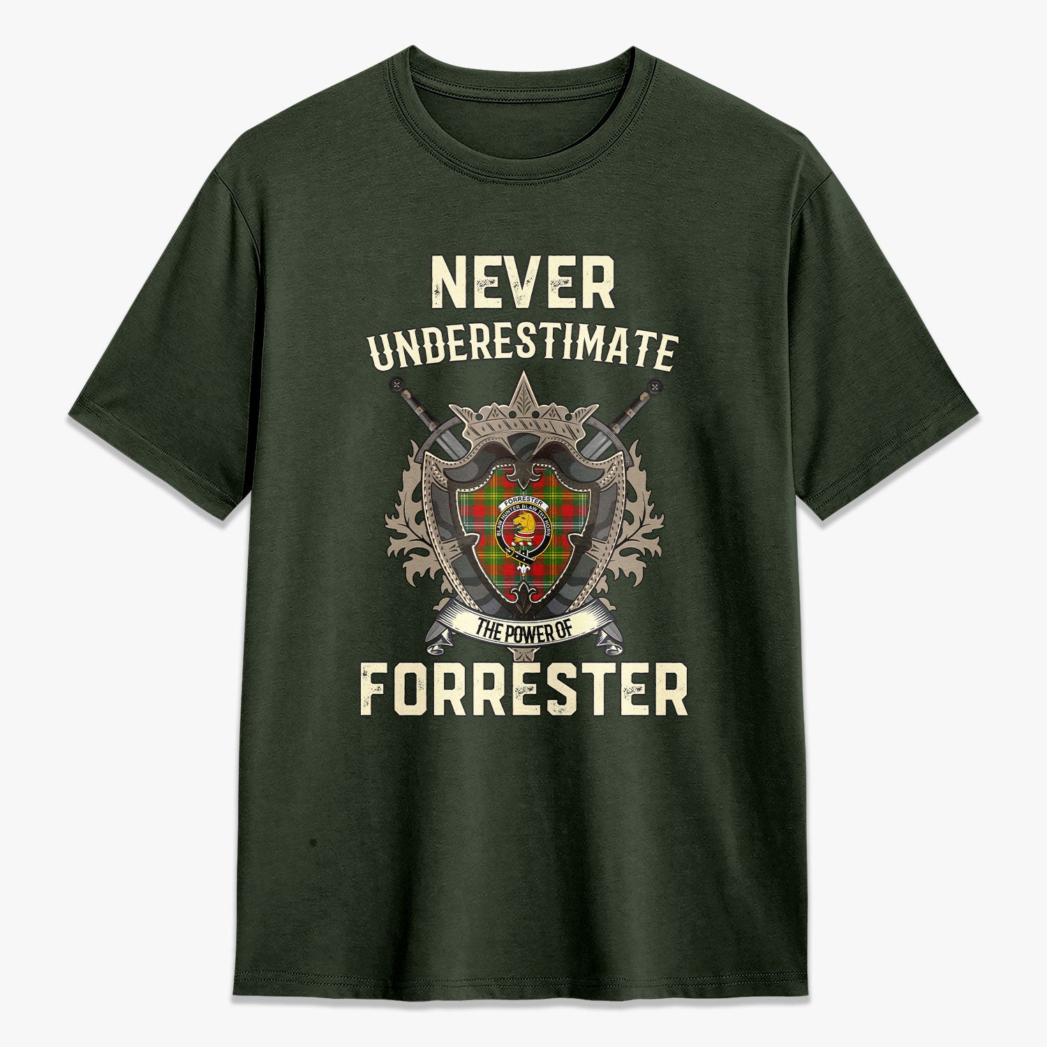 Forrester Tartan Crest 2D T-shirt - Never Underestimate Style