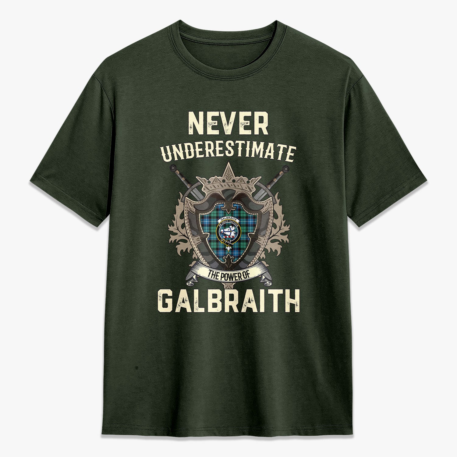 Galbraith Ancient Tartan Crest 2D T-shirt - Never Underestimate Style