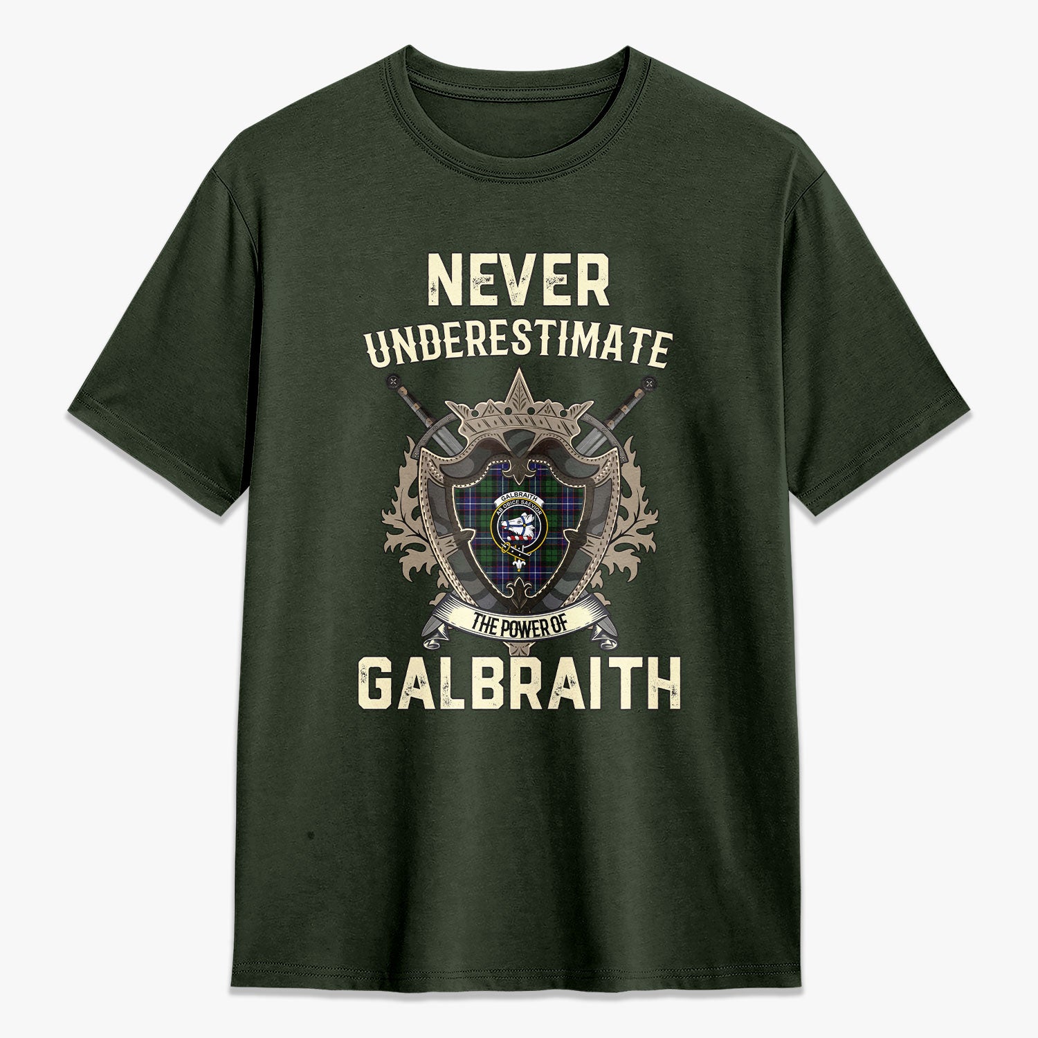 Galbraith Modern Tartan Crest 2D T-shirt - Never Underestimate Style