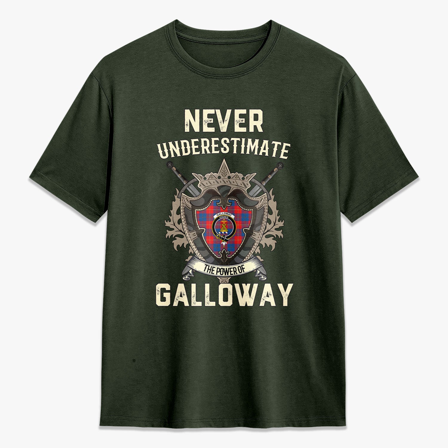Galloway Red Tartan Crest 2D T-shirt - Never Underestimate Style