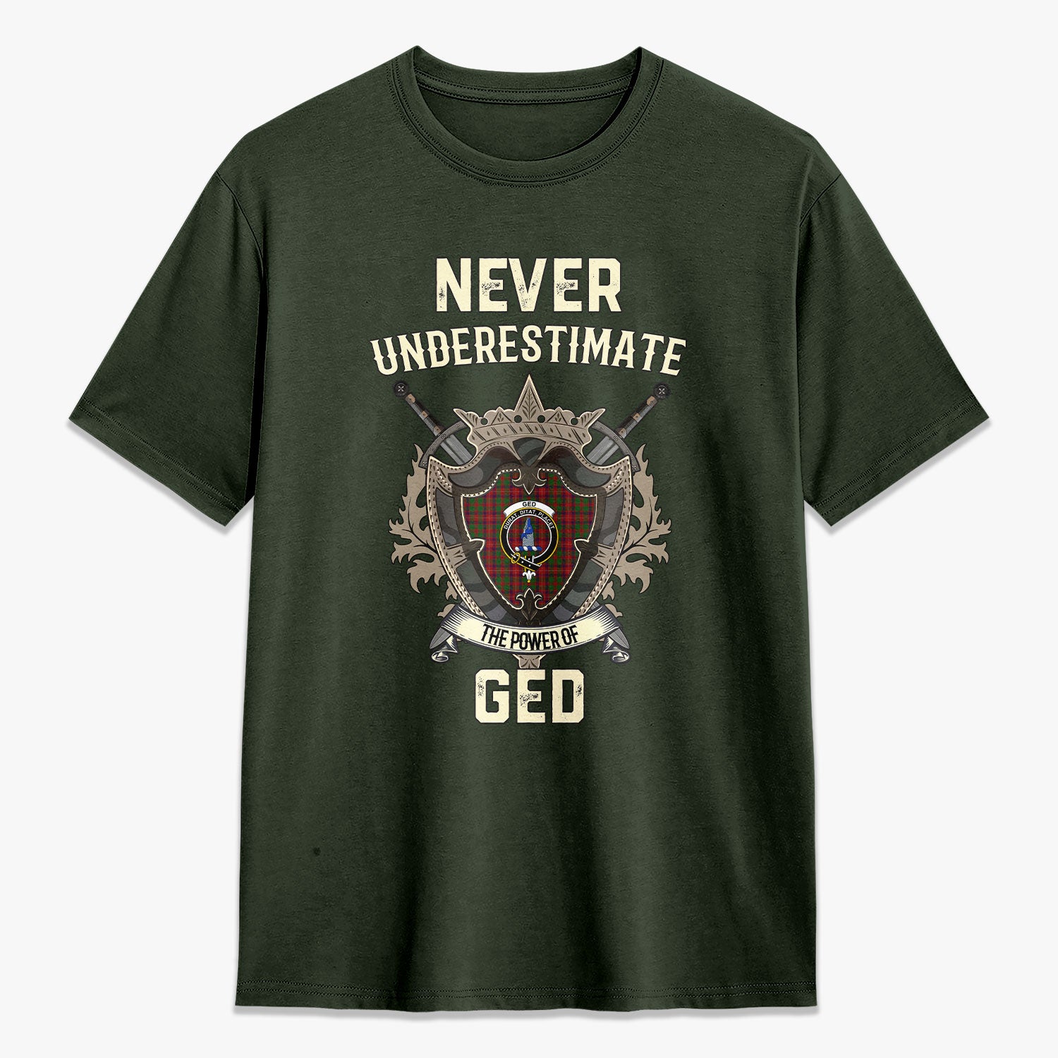 Ged Tartan Crest 2D T-shirt - Never Underestimate Style