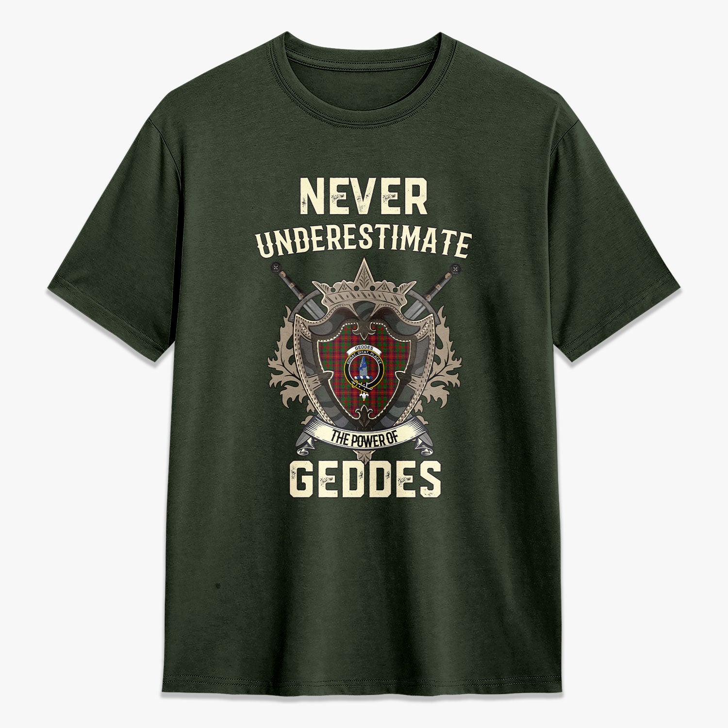 Geddes Tartan Crest 2D T-shirt - Never Underestimate Style