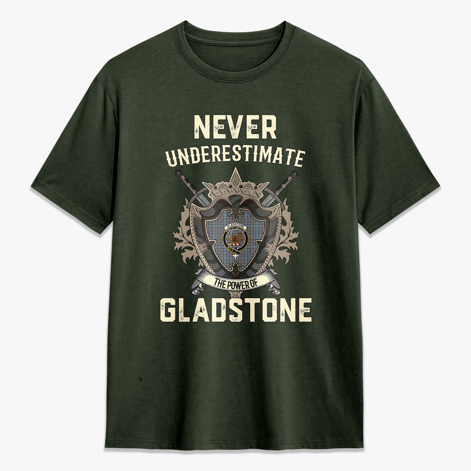 Gladstone Tartan Crest 2D T-shirt - Never Underestimate Style