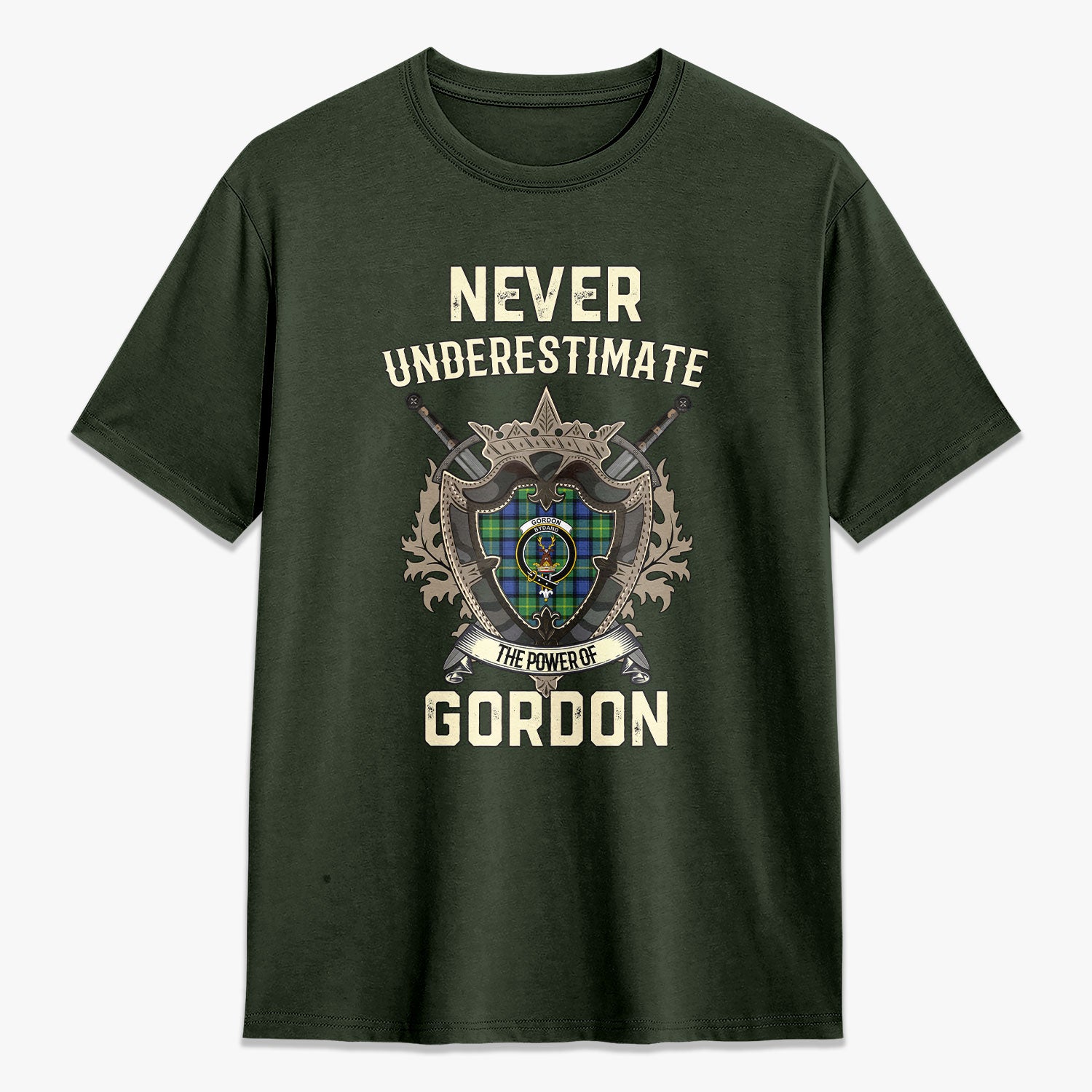 Gordon Old Ancient Tartan Crest 2D T-shirt - Never Underestimate Style