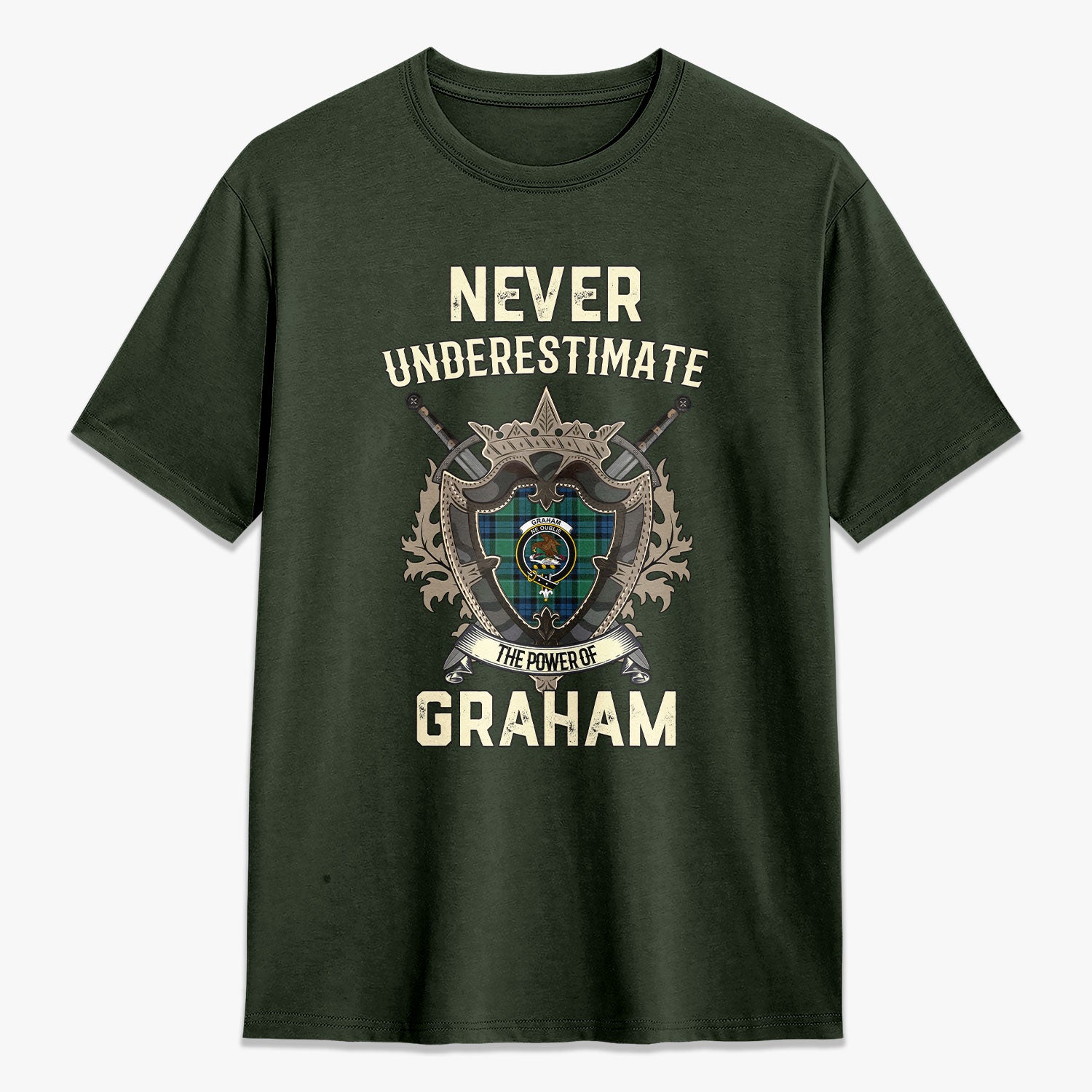 Graham of Menteith Ancient Tartan Crest 2D T-shirt - Never Underestimate Style
