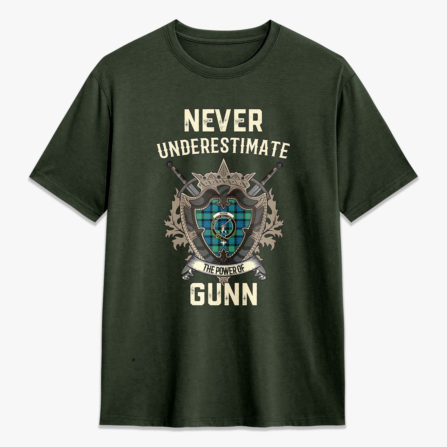 Gunn Ancient Tartan Crest 2D T-shirt - Never Underestimate Style