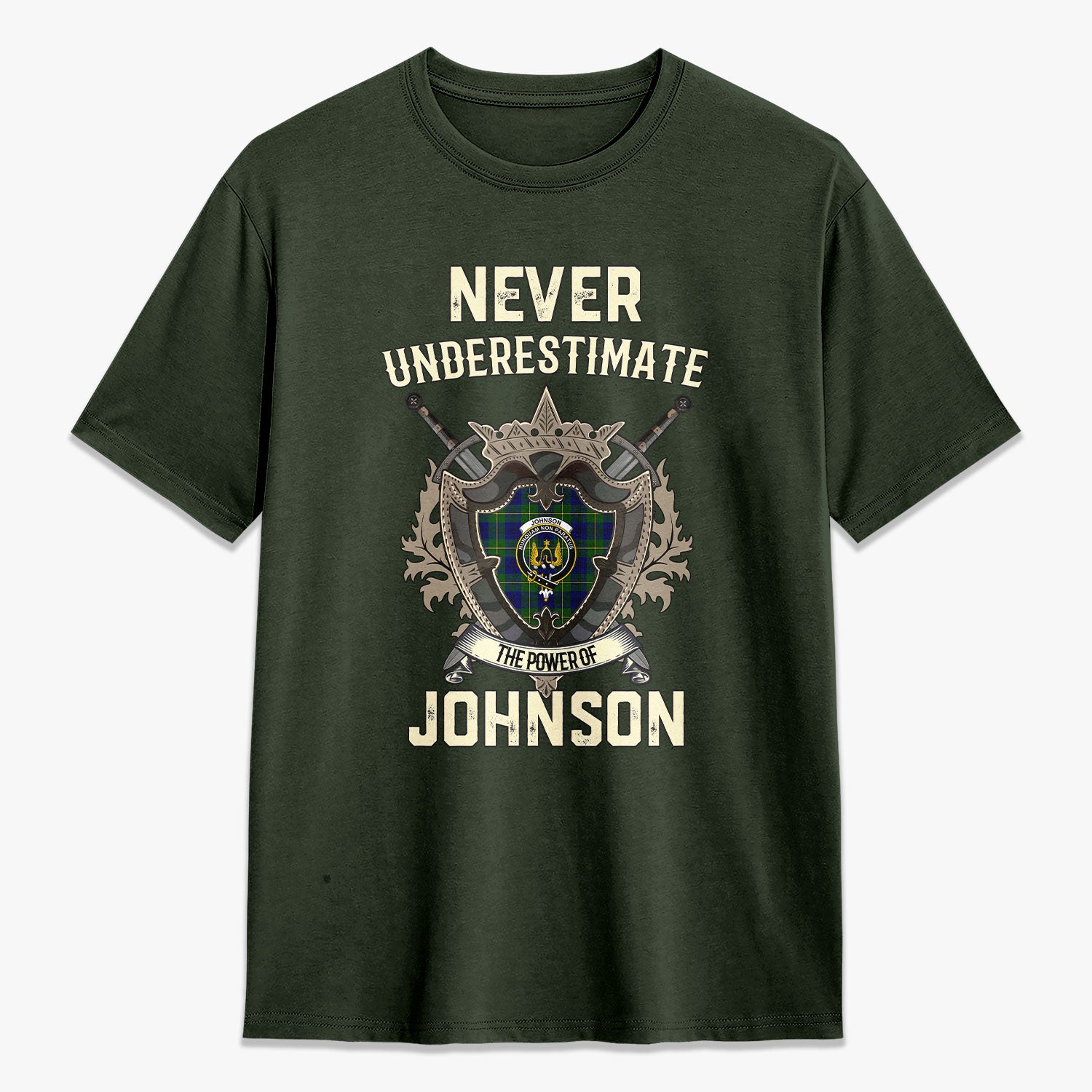 Johnson Modern Tartan Crest 2D T-shirt - Never Underestimate Style