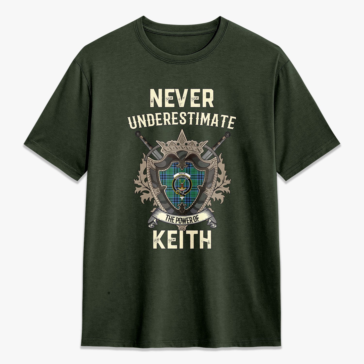 Keith Ancient Tartan Crest 2D T-shirt - Never Underestimate Style