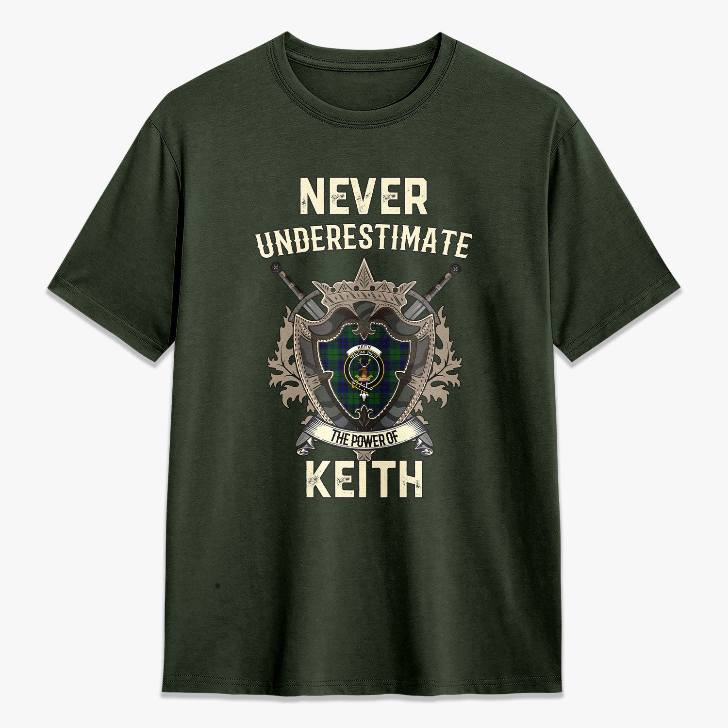 Keith Modern Tartan Crest 2D T-shirt - Never Underestimate Style