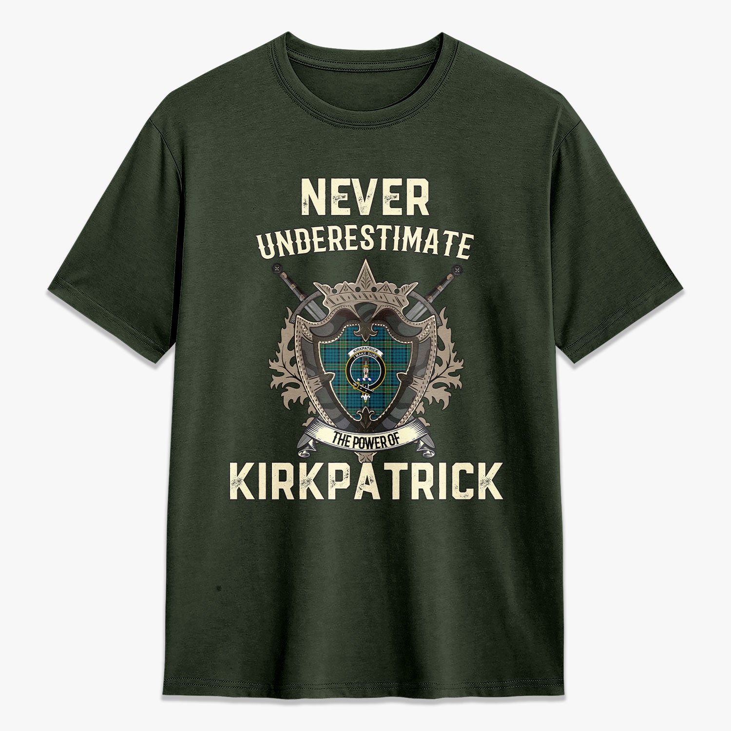 Kirkpatrick Ancient Tartan Crest 2D T-shirt - Never Underestimate Style