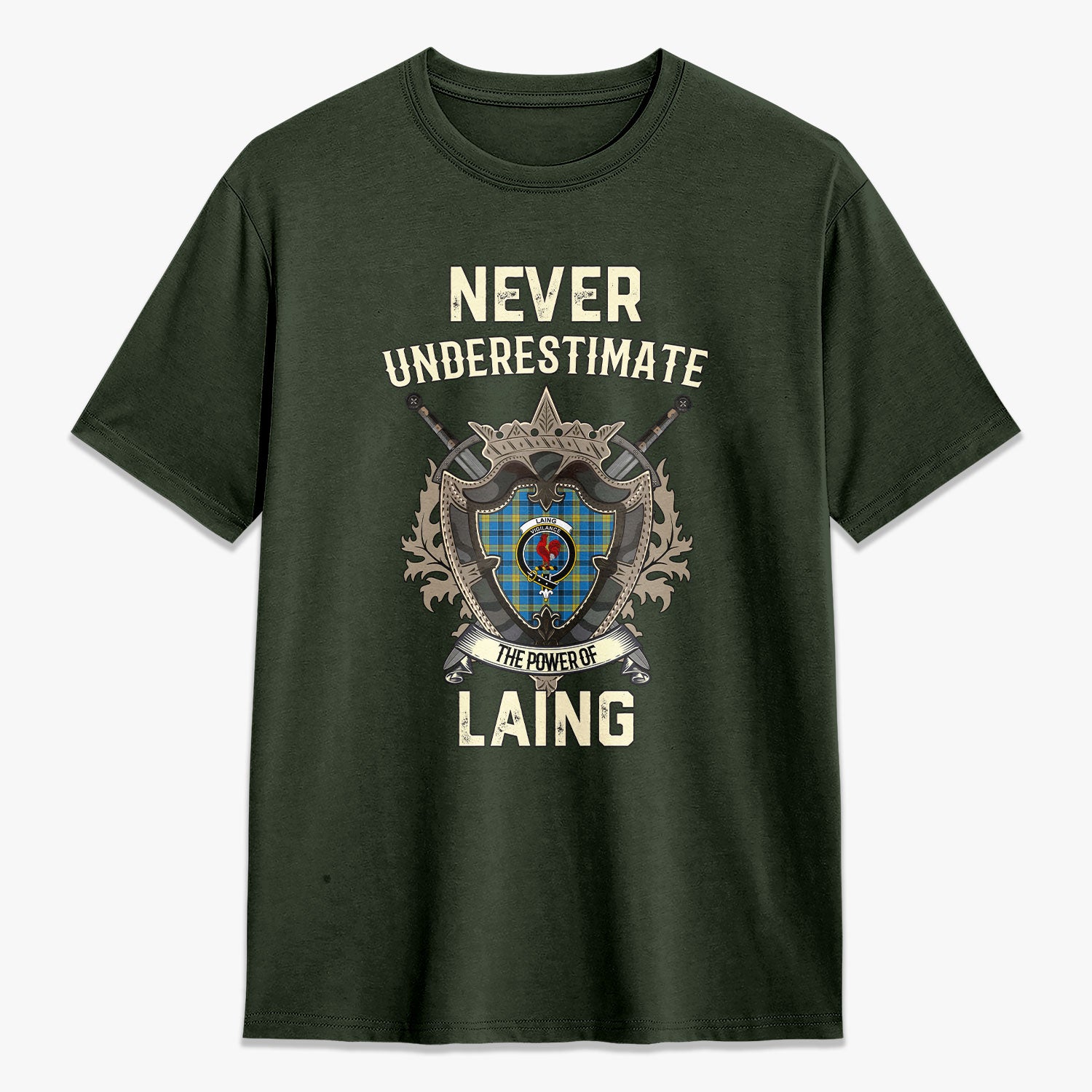 Laing Tartan Crest 2D T-shirt - Never Underestimate Style